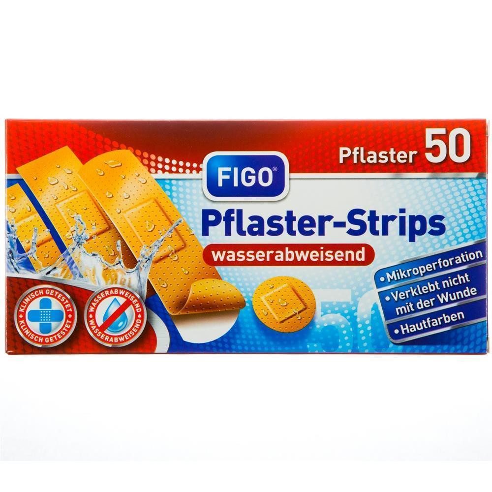 FIGO Wundpflaster 50 Pflaster-Strips Braun - Mixgrößen, wasserabweisend (Stück, 50 St., Pflaster-Strips), Pflasterstrips Pflasterpackung Pflaster Wundpflaster