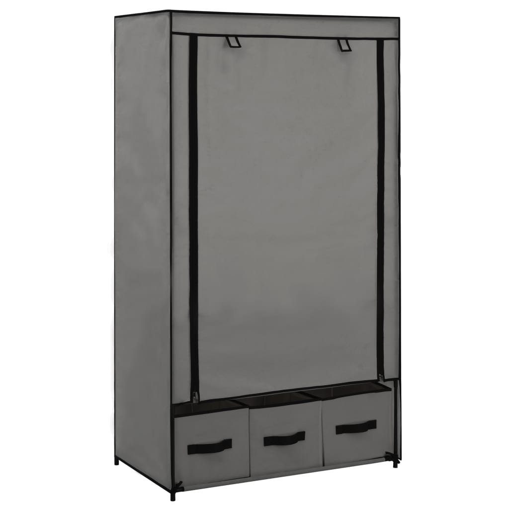 furnicato Kleiderschrank Grau 87 x 49 x 159 cm Stoff