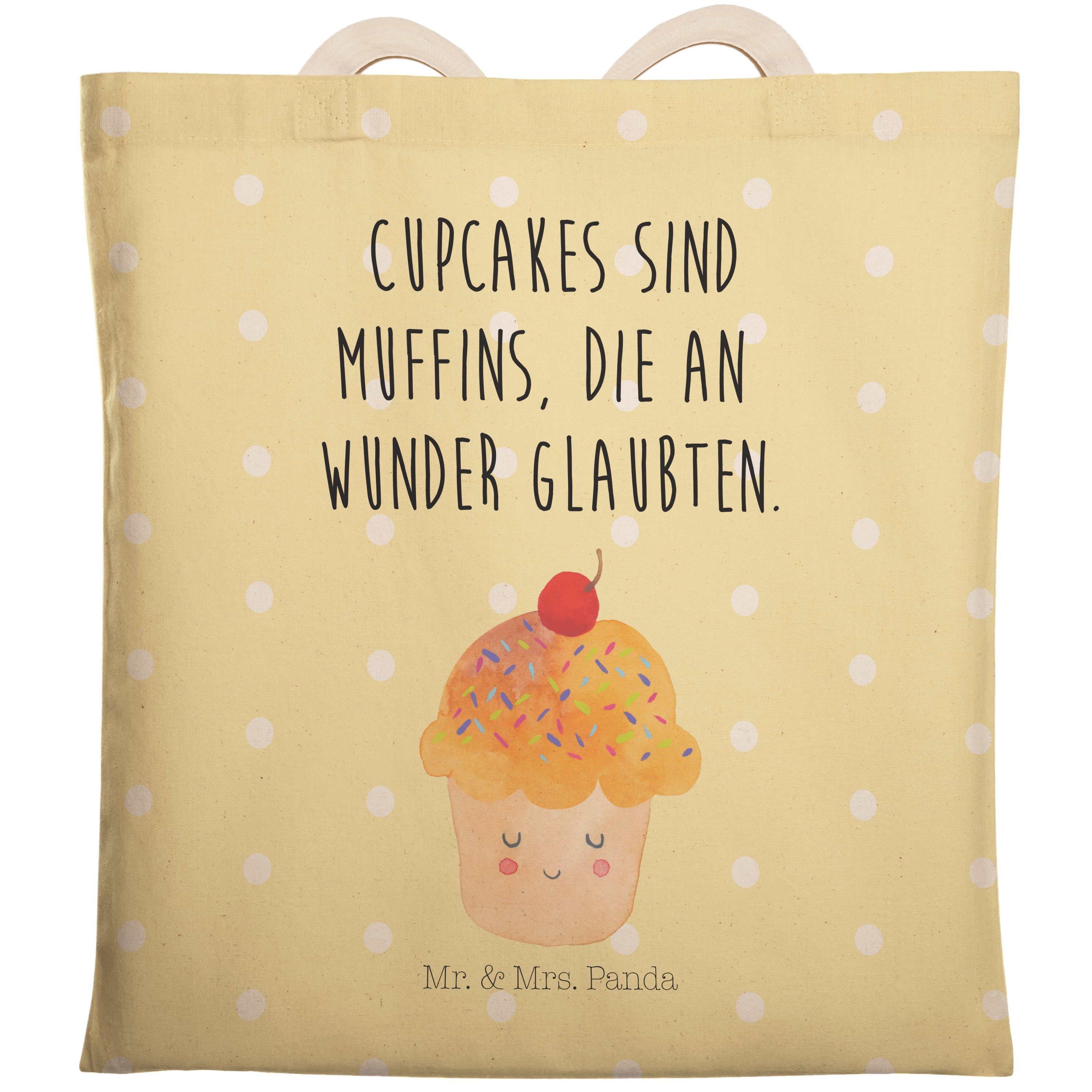 Pastell Geschenk, Mr. Motivati Backen & Shopper, (1-tlg) - Panda Geschenk, Gelb - Mrs. Tragetasche Cupcake