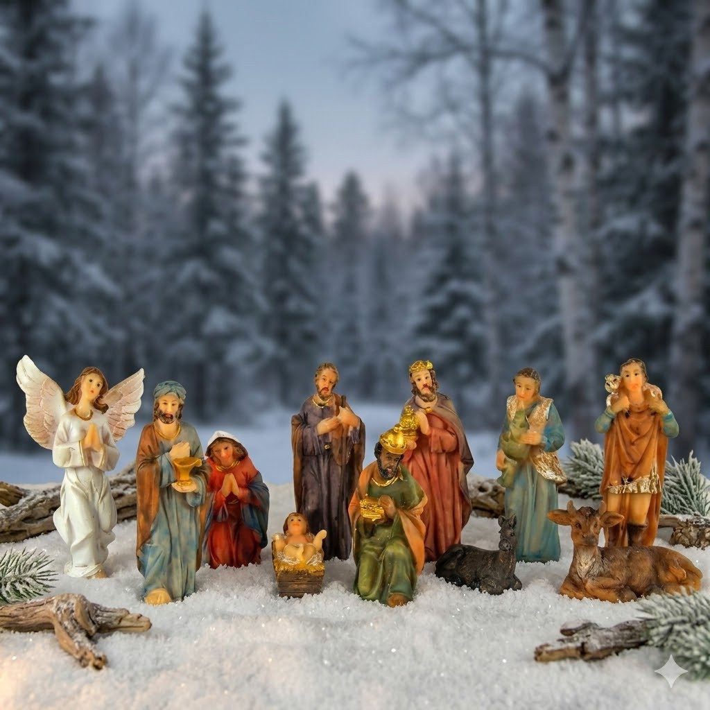 dekoprojekt Krippenfigur Krippenfiguren 11-tlg. K 600 (Set, 11 St., 11-tlg), handbemalte Krippenfiguren