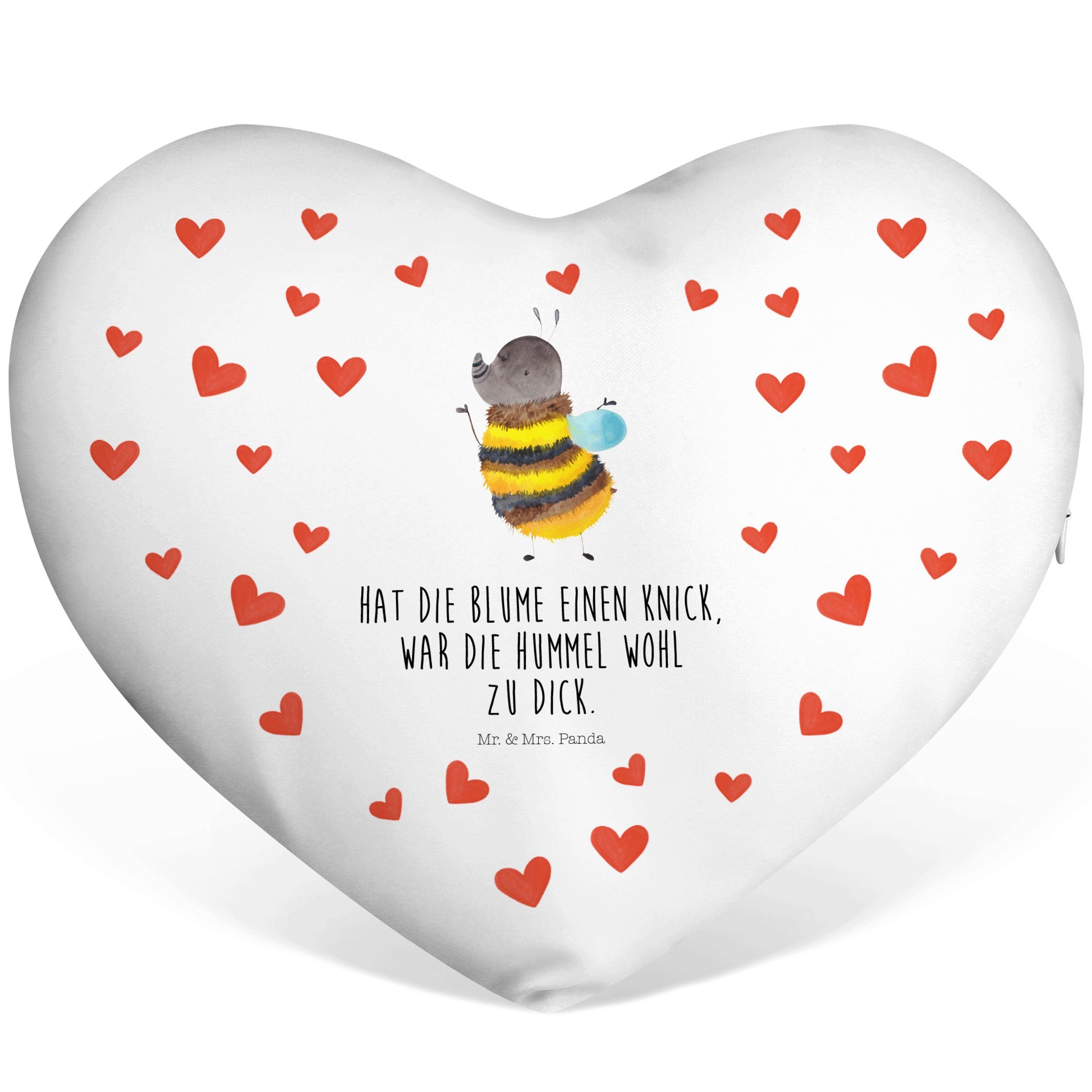 Mr. & Mrs. Panda Dekokissen Hummel flauschig - Weiß - Geschenk, Biene, Herz, Tiere, Herzform, Gut