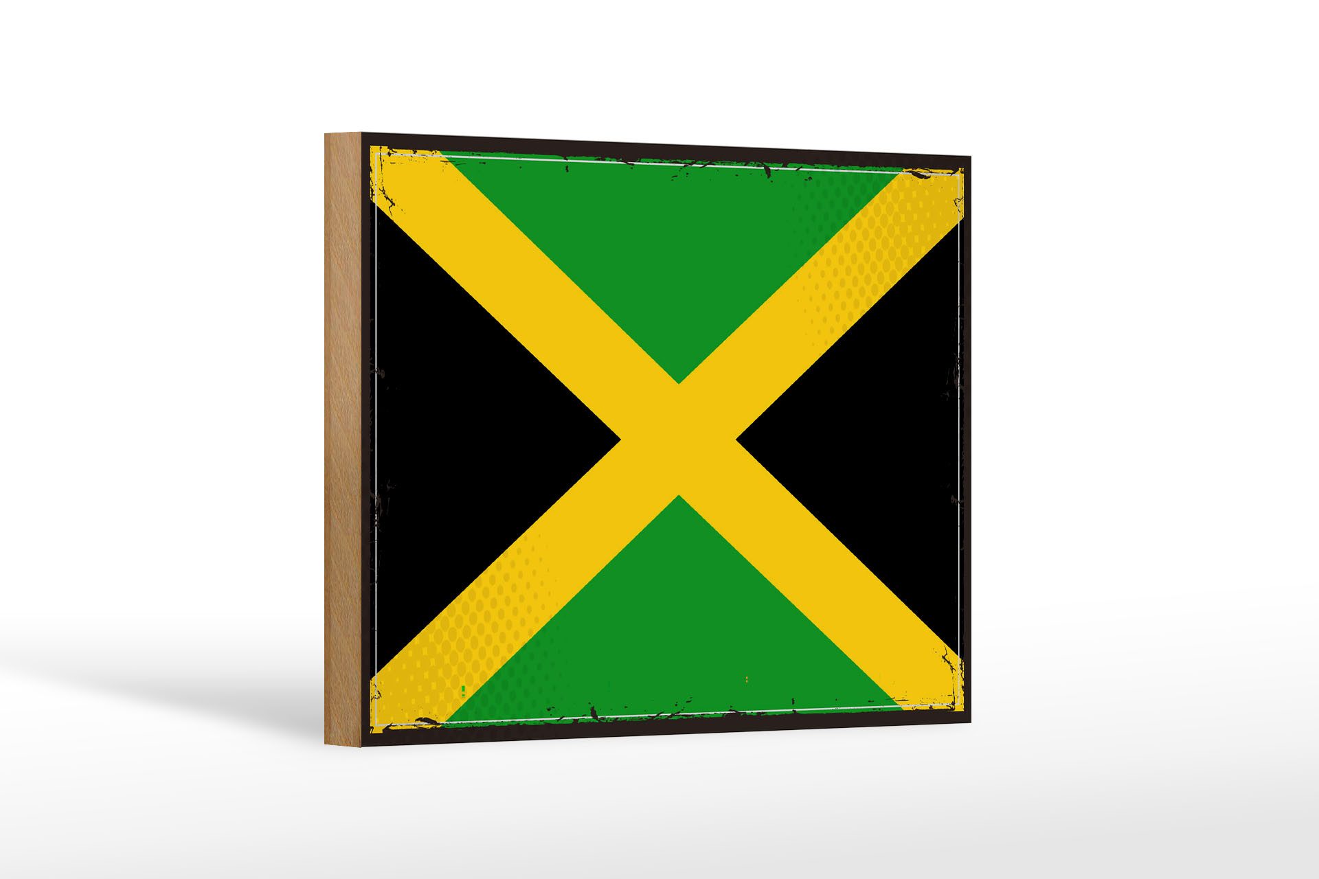 Femer GmbH Holzbild Flagge Jamaikas 18x12 cm Retro Flag of Jamaica, Flaggen (1 St), Glatte Holzfaserplatte (MDF), vorn beschichtet