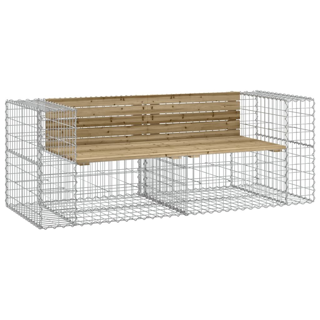 furnicato Gartenbank aus Kiefernholz 184 x 71 x 65,5 cm, Witterungsbeständige Sitzbank mit stabilem Gabionensockel aus Stahl