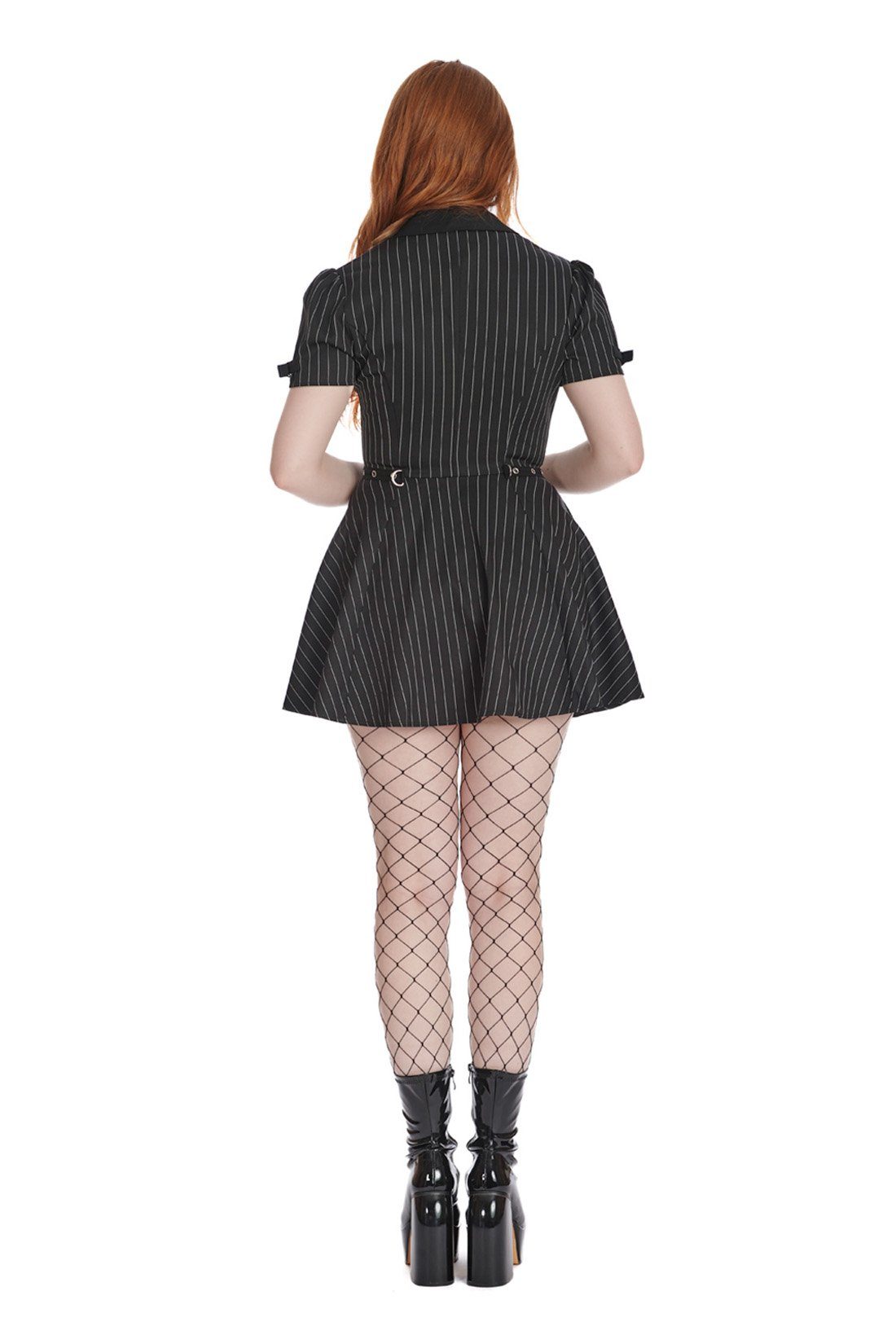Banned A-Linien-Kleid Black Core Button Up Nadelstreifen Goth Pin Stripe – Bild 2 von 4