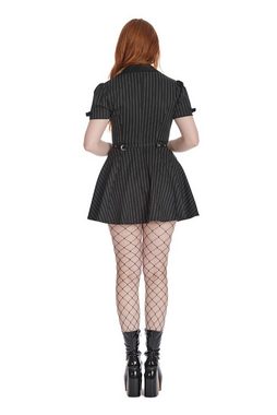 Banned A-Linien-Kleid Black Core Button Up Nadelstreifen Goth Pin Stripe
