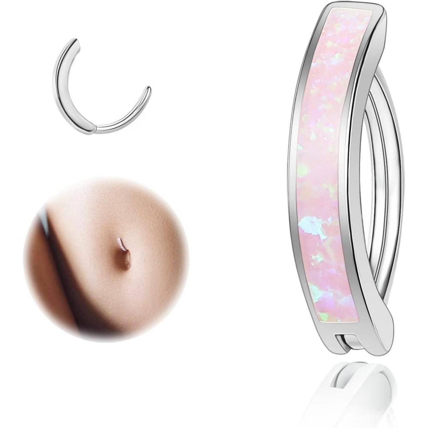 ZS Bauchnabelpiercing Opal Bauchnabelpiercing 14G Silber 925 Clicker Schmuck true