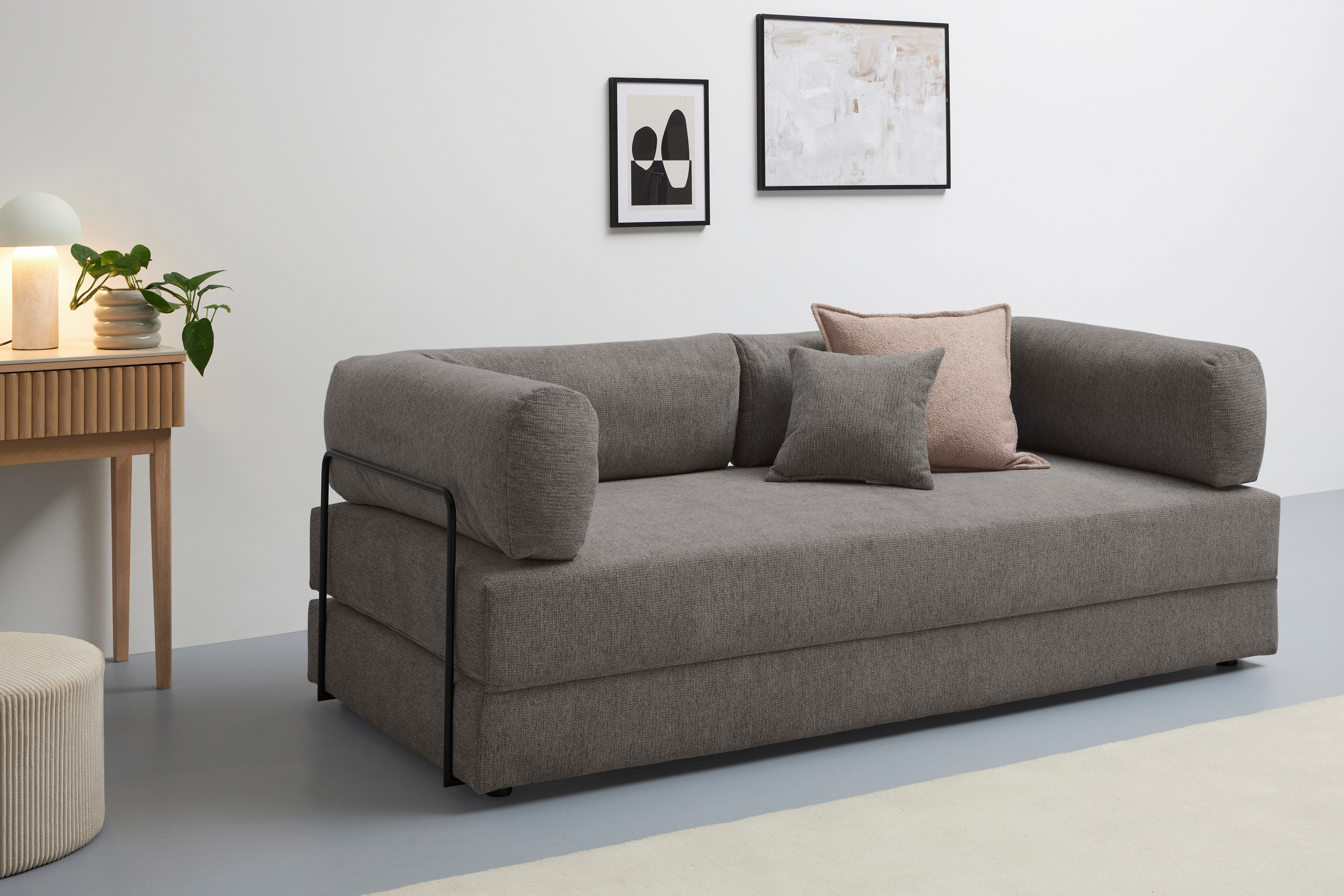 homsy by Ana Johnson Schlafsofa Folda Dauerschläfer, B: 206 cm, Liegefl. 181x198 cm, mit Bett-/Schlaffunktion, inkl. 1x Zierkissen, Tonnentaschenfederkern