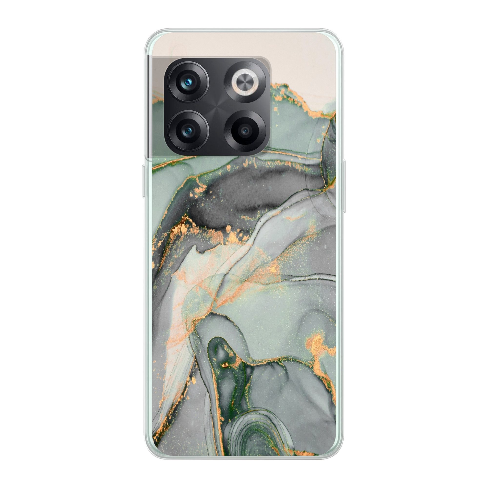 MuchoWow Handyhülle für OnePlus 10T Gold - Marmor - Grün - Luxus - Glitzer - Marmoroptik, Phone Case, Silikon, Schutzhülle Dünn
