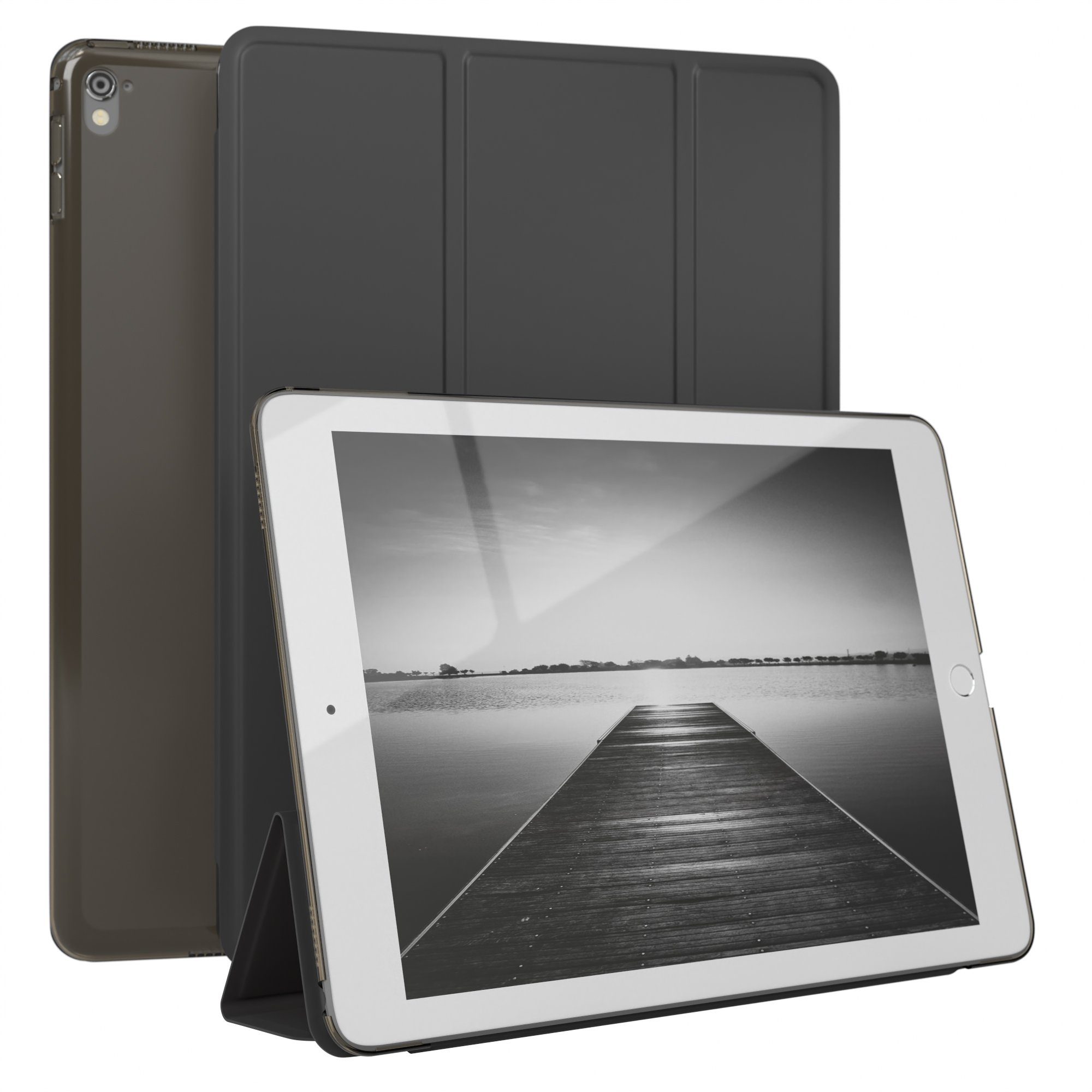 EAZY CASE Tablet-Hülle Smart Case Apple für iPad Pro 9,7" (2016) 9,7 Zoll, Hülle mit Standfunktion Tablet Klapphülle Anti-Kratz Tasche Schwarz