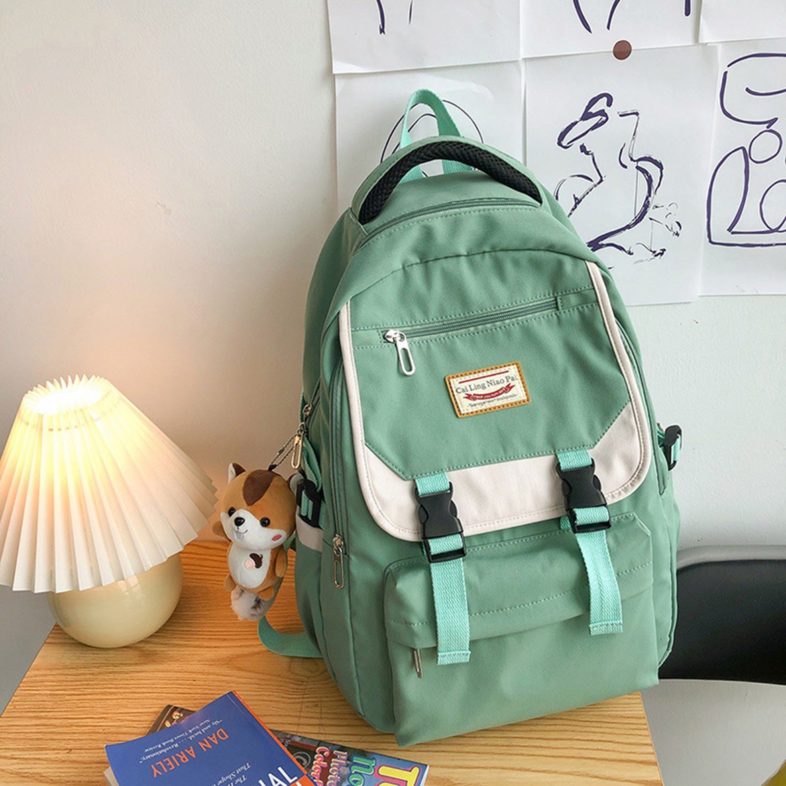 Blusmart Rucksack Mode Einfacher Rucksack Große Kapazität Reißverschluss Schultasche green squirrel | Rucksäcke