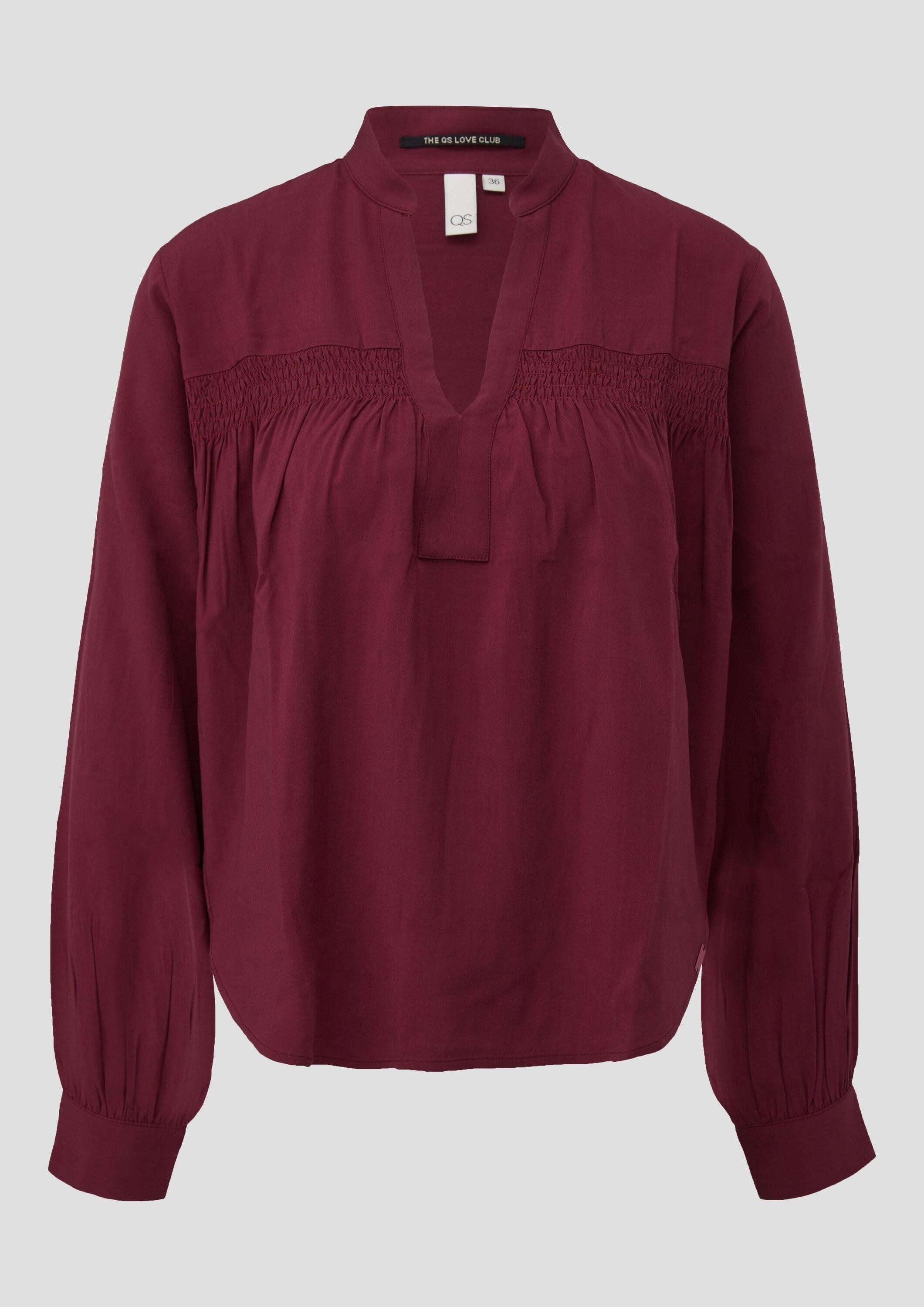 QS Langarmbluse Bluse Feminine Bluse aus Viskose mit Smock-Detail