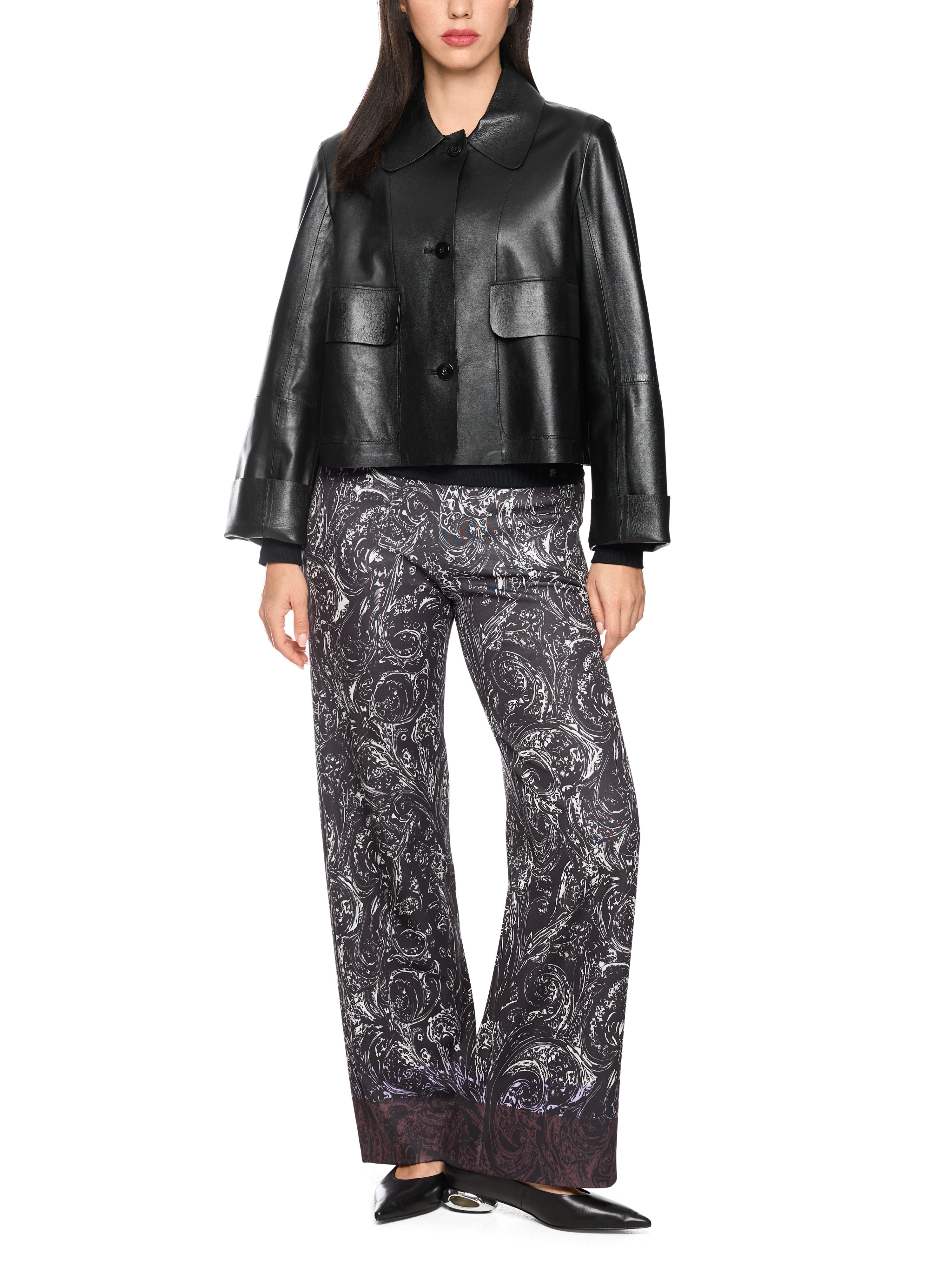 Marc Cain Lederjacke Urban Office Premium Damenmode cropped, gerade geschnitten