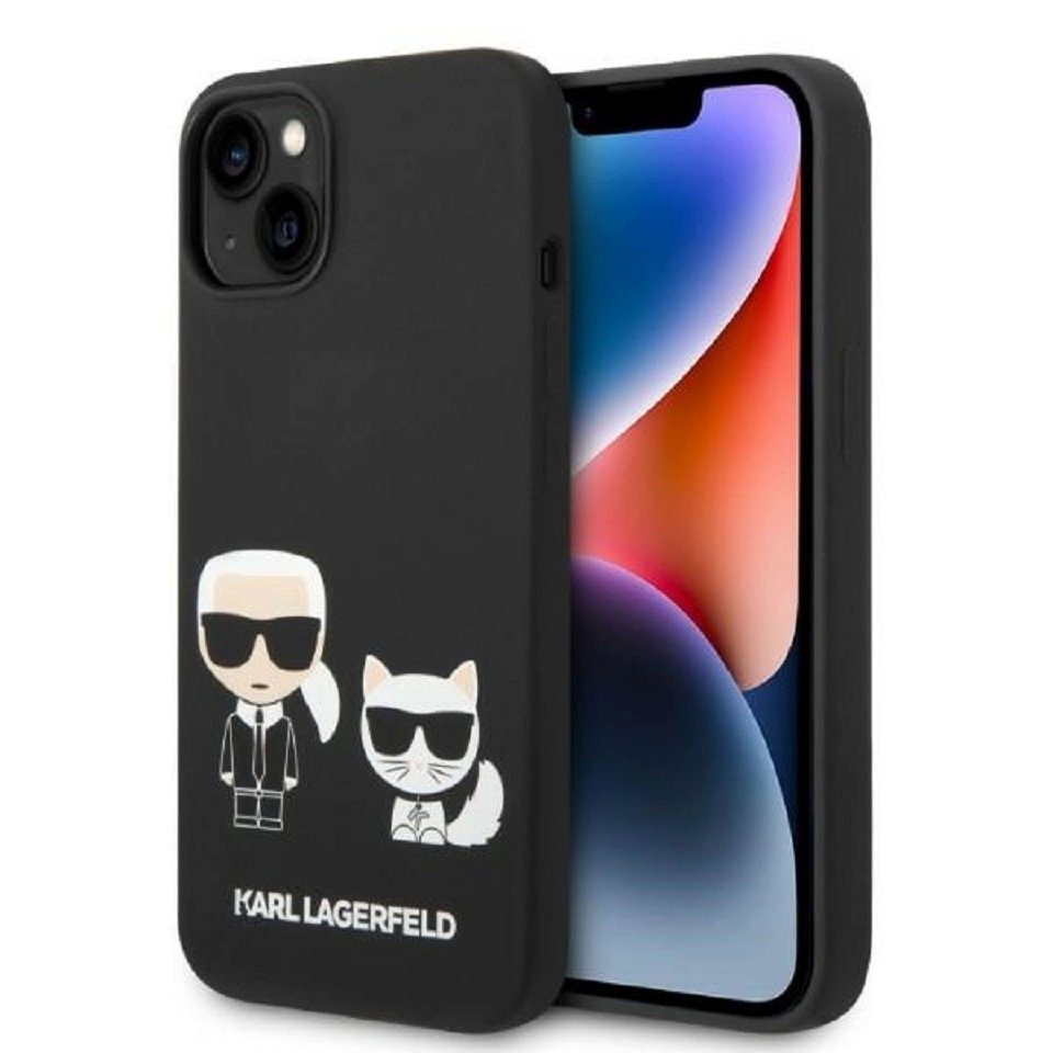 KARL LAGERFELD Handyhülle Case iPhone 14 MagSafe Silikon Katze schwarz 6,1 Zoll, Kantenschutz