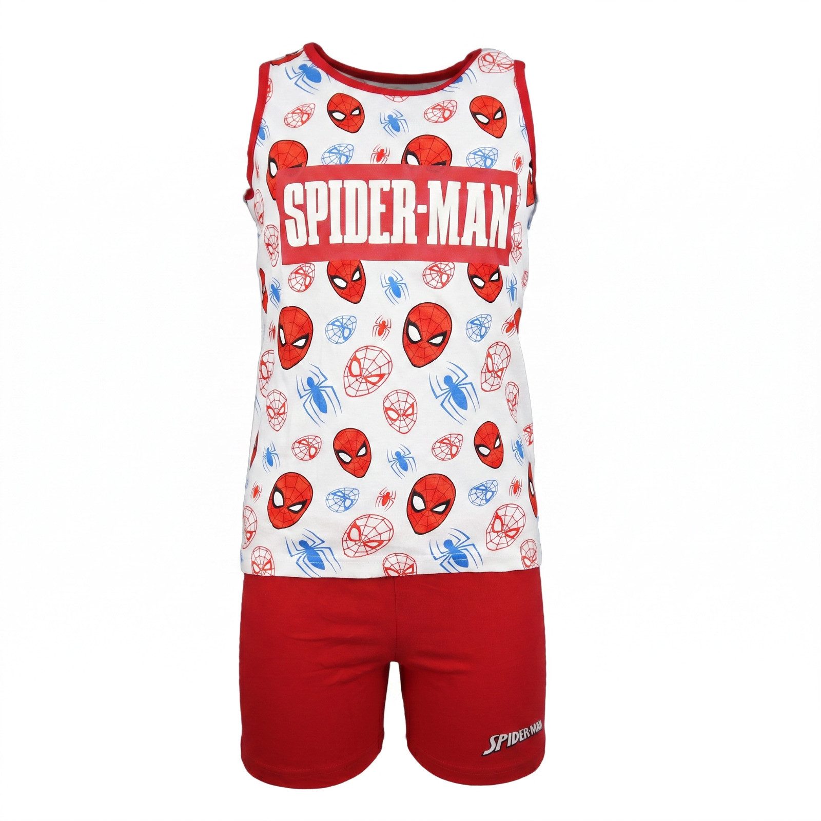 MARVEL Schlafanzug Marvel Spiderman Kinder ärmellos Schlafanzug Pyjama Nachtwäsche Gr. 104 bis 122 - 100% Baumwolle