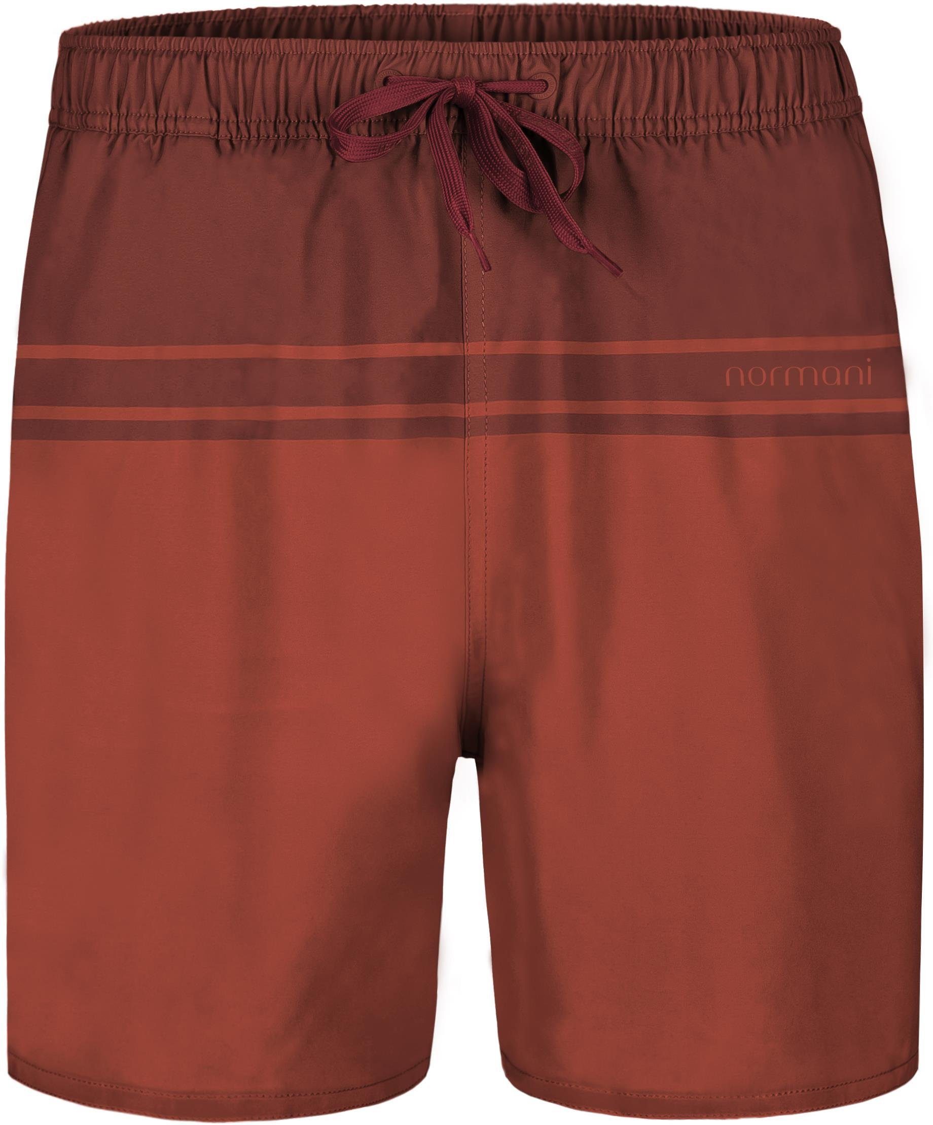 normani Badeshorts Herren Badeshort Makaha Badehose – Schwimmhose mit Streifen Rot