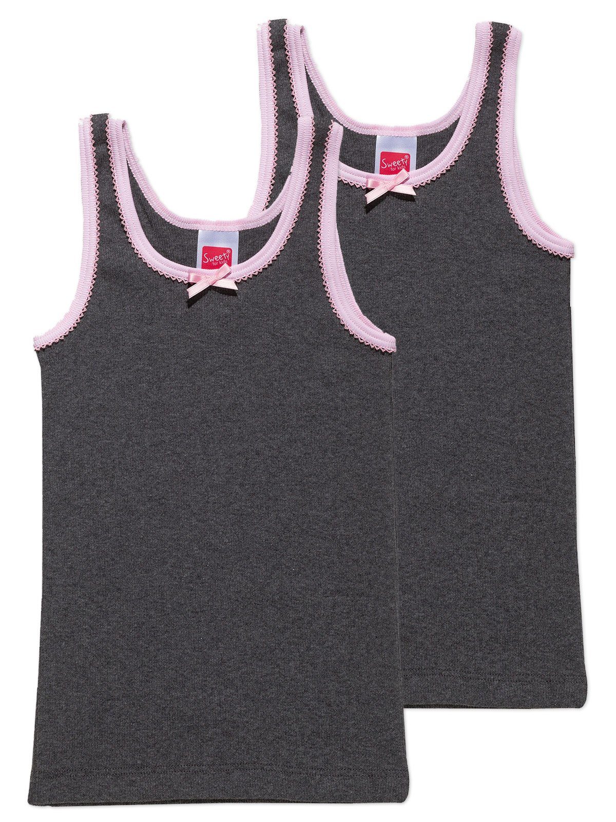 Sweety for Kids Unterhemd 2er Sparpack Mädchen Achselhemd Doppelripp (Spar-Set, 2-St) hohe Markenqualität carbon | Ärmellose Unterhemden