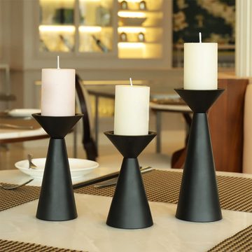 GelldG Kerzenhalter Schwarz Kerzenhalter 3er Set Metall Kerzenhalter für Stumpenkerzen