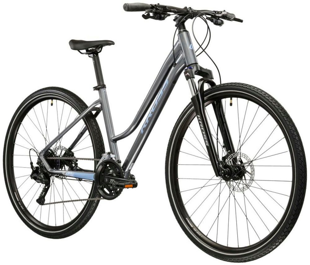 Kross Crossrad Crossrad Damen 28" Evado 5.0 grau 18 Gänge, 18 Gang Shimano CUES U3020 Schaltwerk, Kettenschaltung