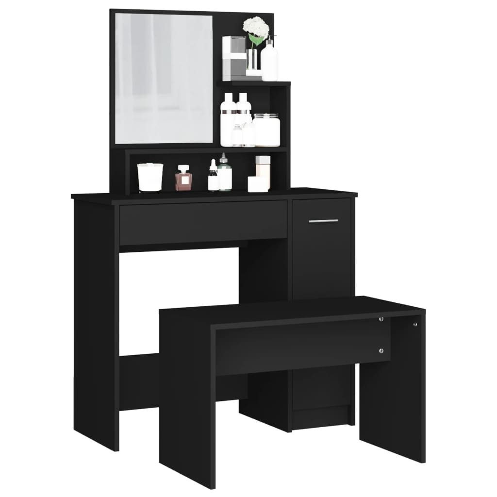 vidaXL Schminktisch Schminktisch-Set Schwarz 86,5x35x136 cm günstig online kaufen