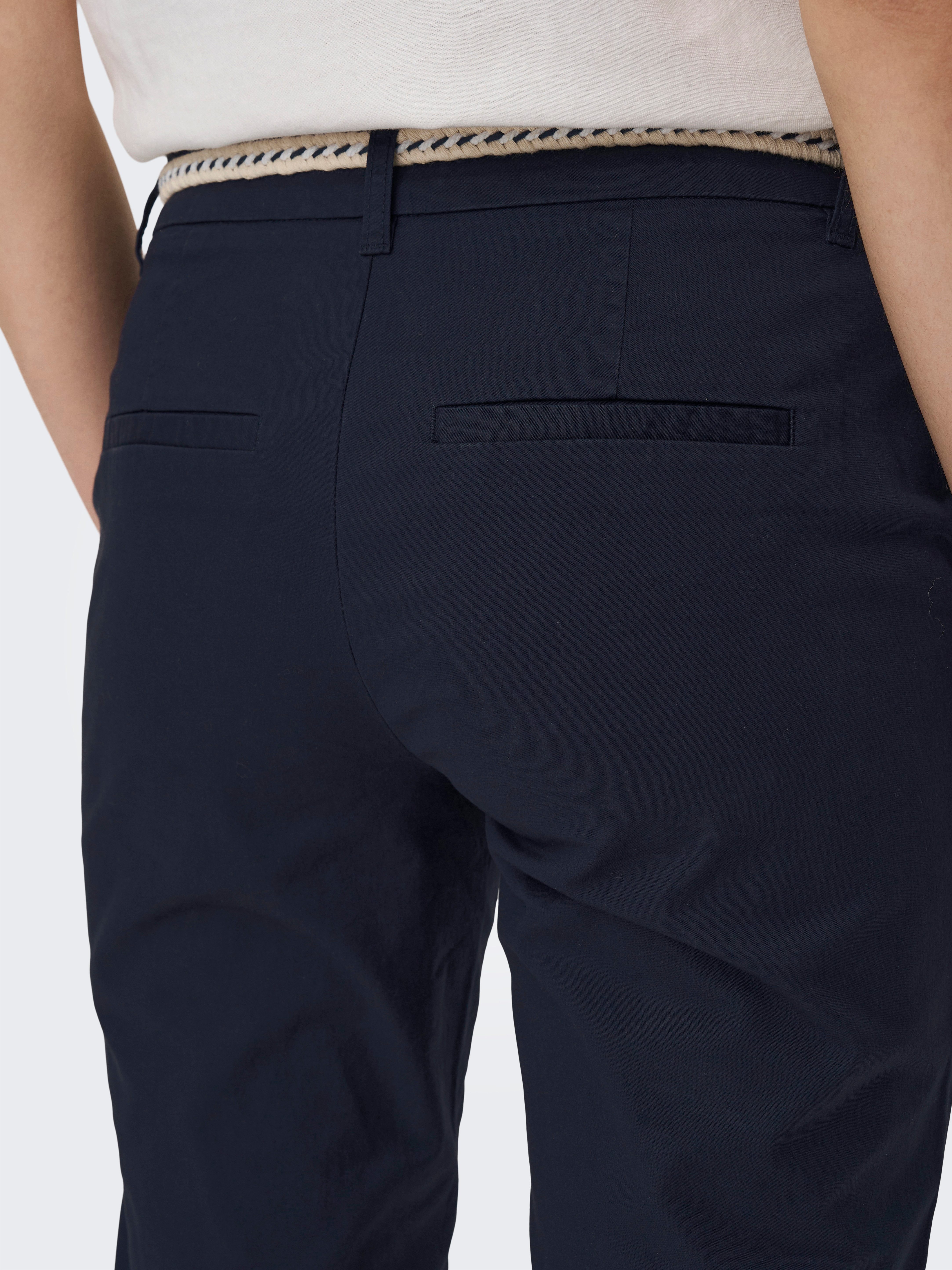 ONLY Chinohose ONLBIANA – Chinohose mit Gürtel und Umschlagsaum slim fit, modisch, Web, Baumwollmischung