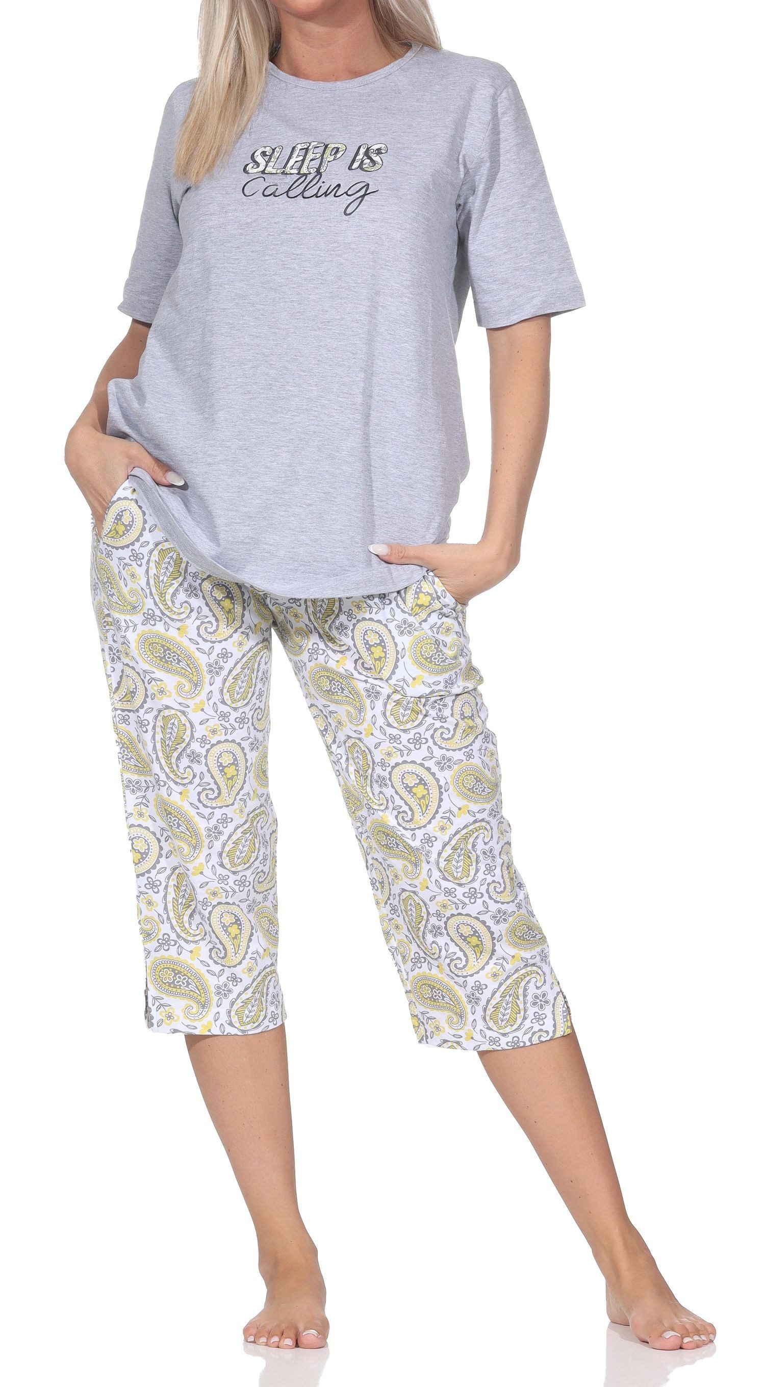 Normann Pyjama Normann Damen Capri-Pyjama kurzarm Paisley-Muster – auch in Übergröße – Bild 2 von 5