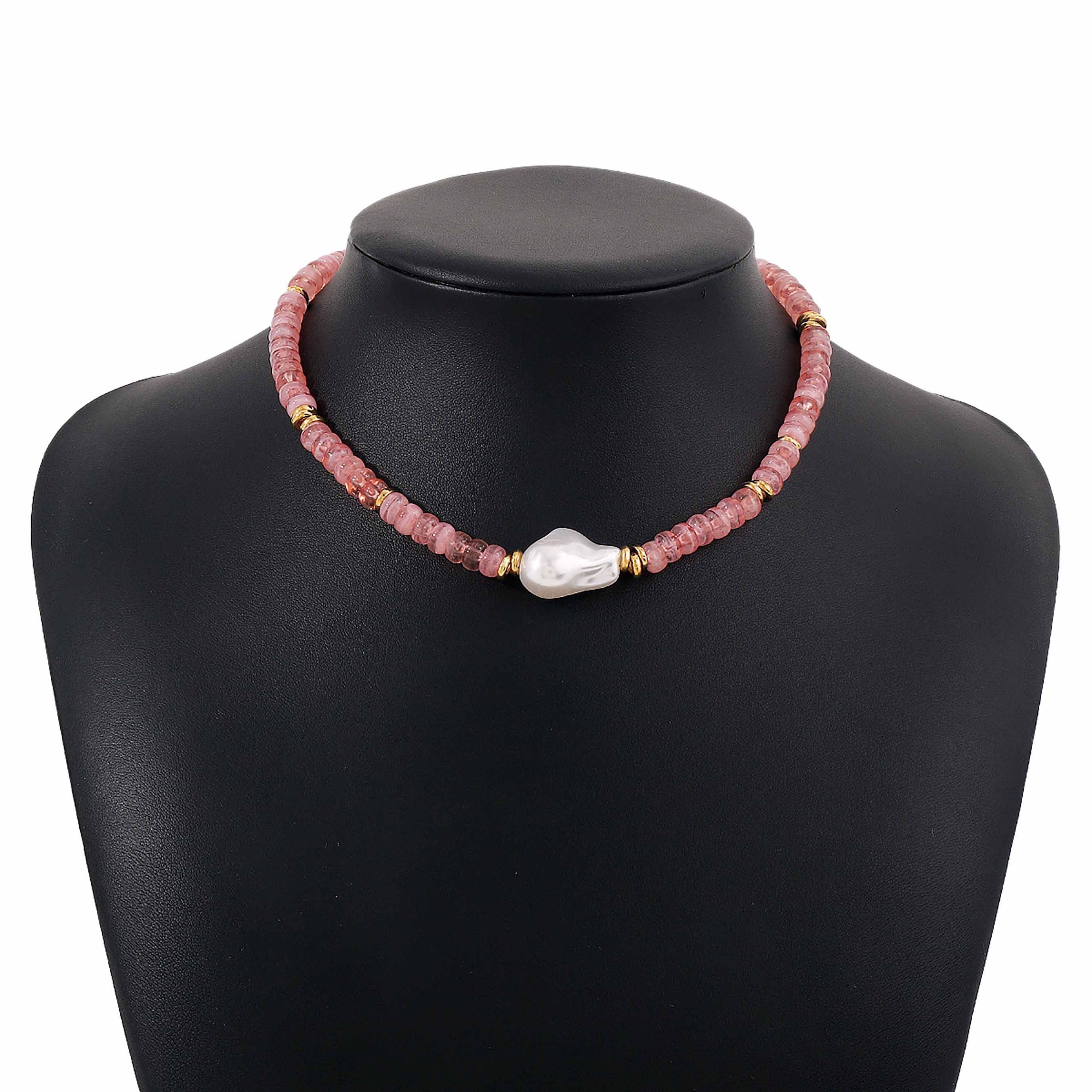 Stapelkette SRRINM Geometrische Choker Kreative Halskette Perle