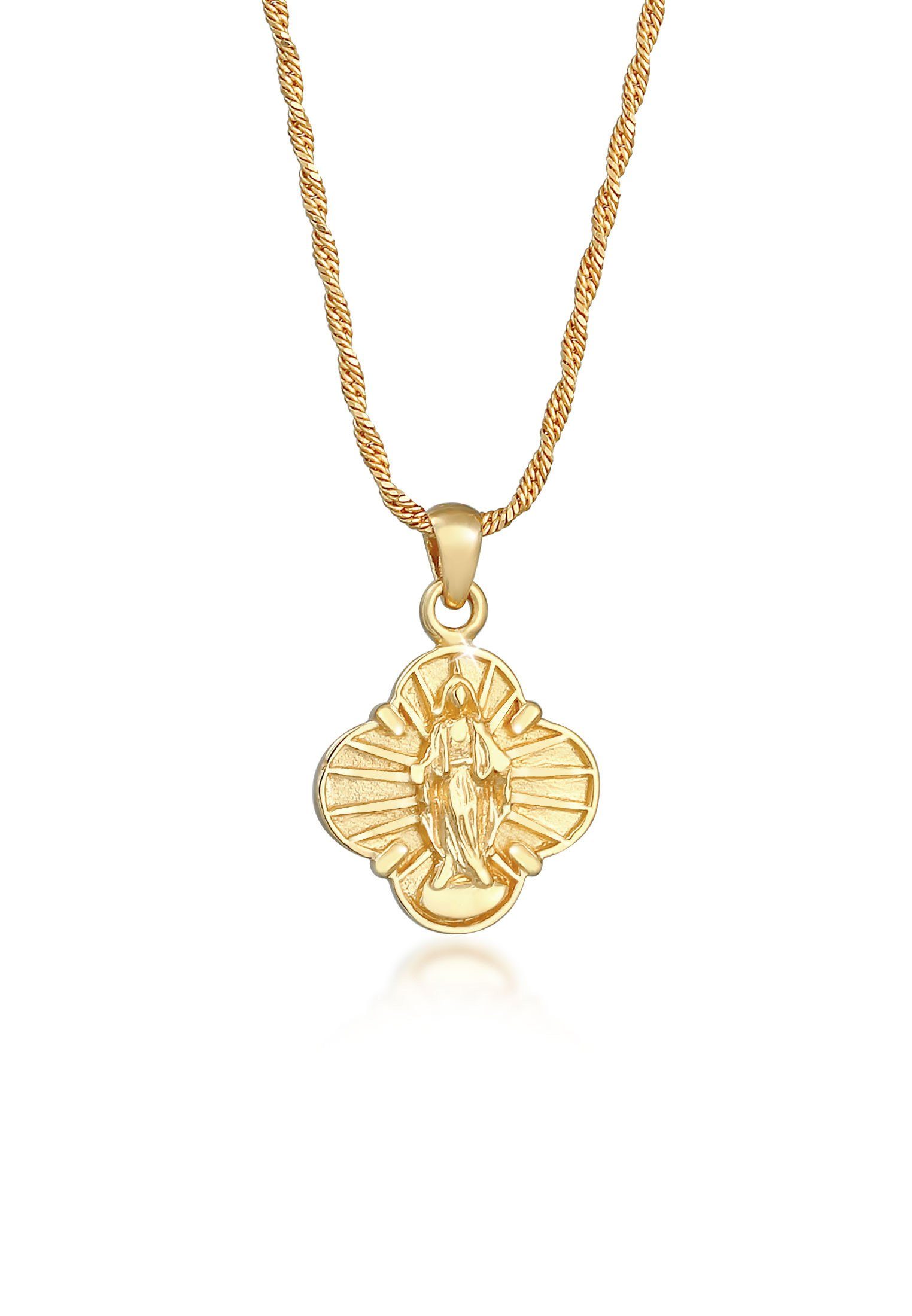 Jungfrau Gold mit Kreuz Kette Silber, Anhänger Glaube Maria Elli 925 Religion Marienbild