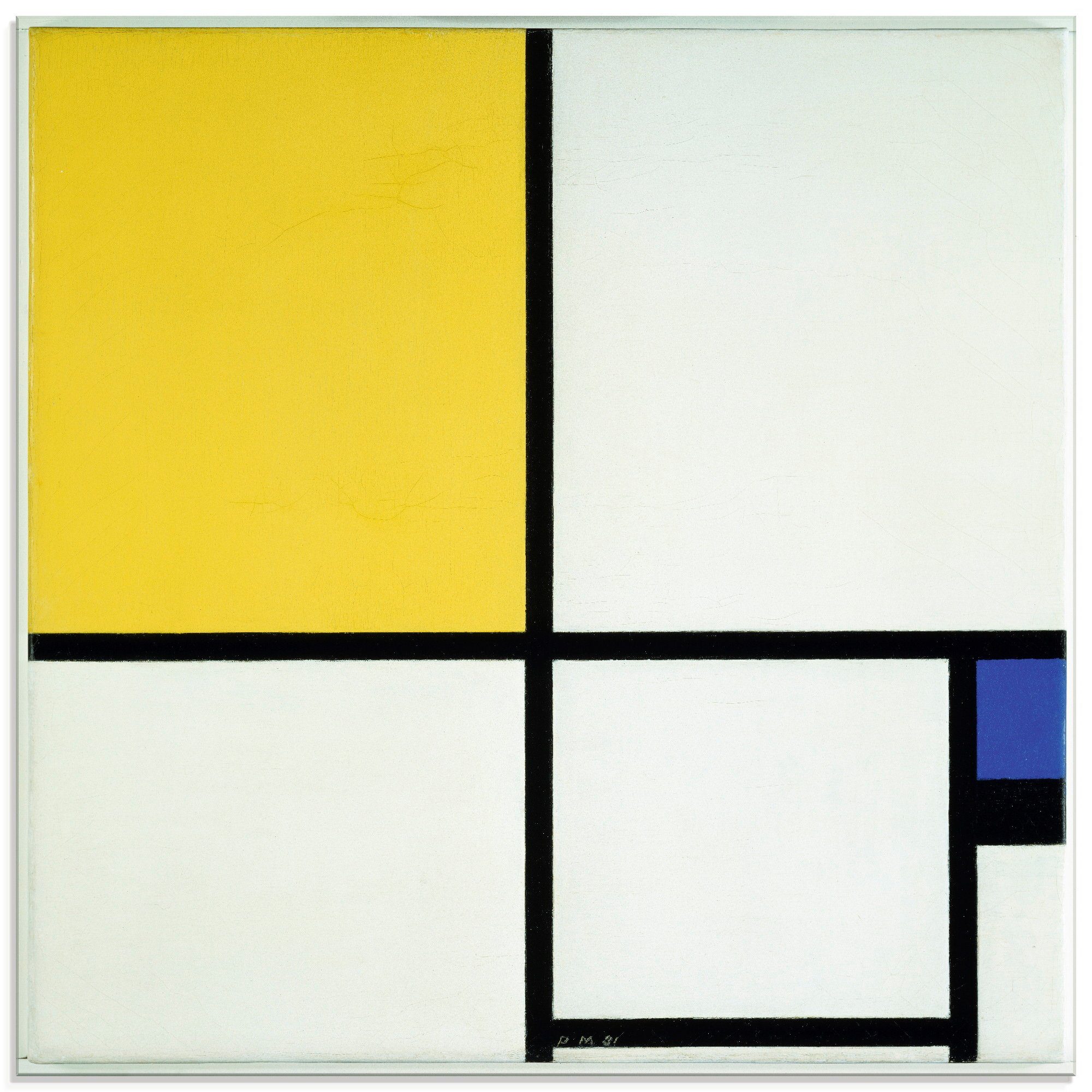 Komposition Blau (1 Gelb. Größen St), 1931., Muster verschiedenen Glasbild und mit in Artland