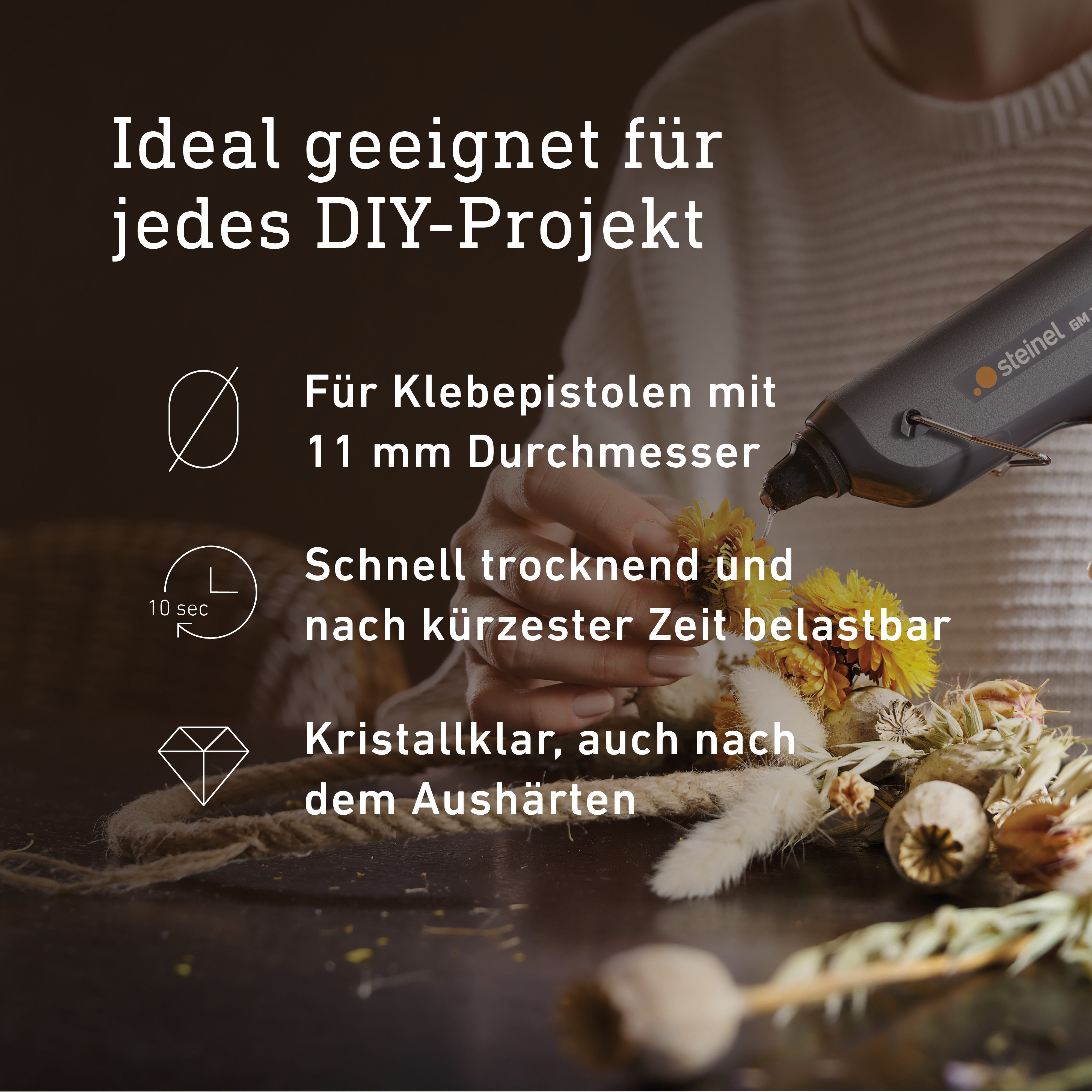 steinel Klebesticks Transparent, Ø 11 x 150 mm, 800 g, ca. 50 Klebestifte, universeller Schmelzkleber