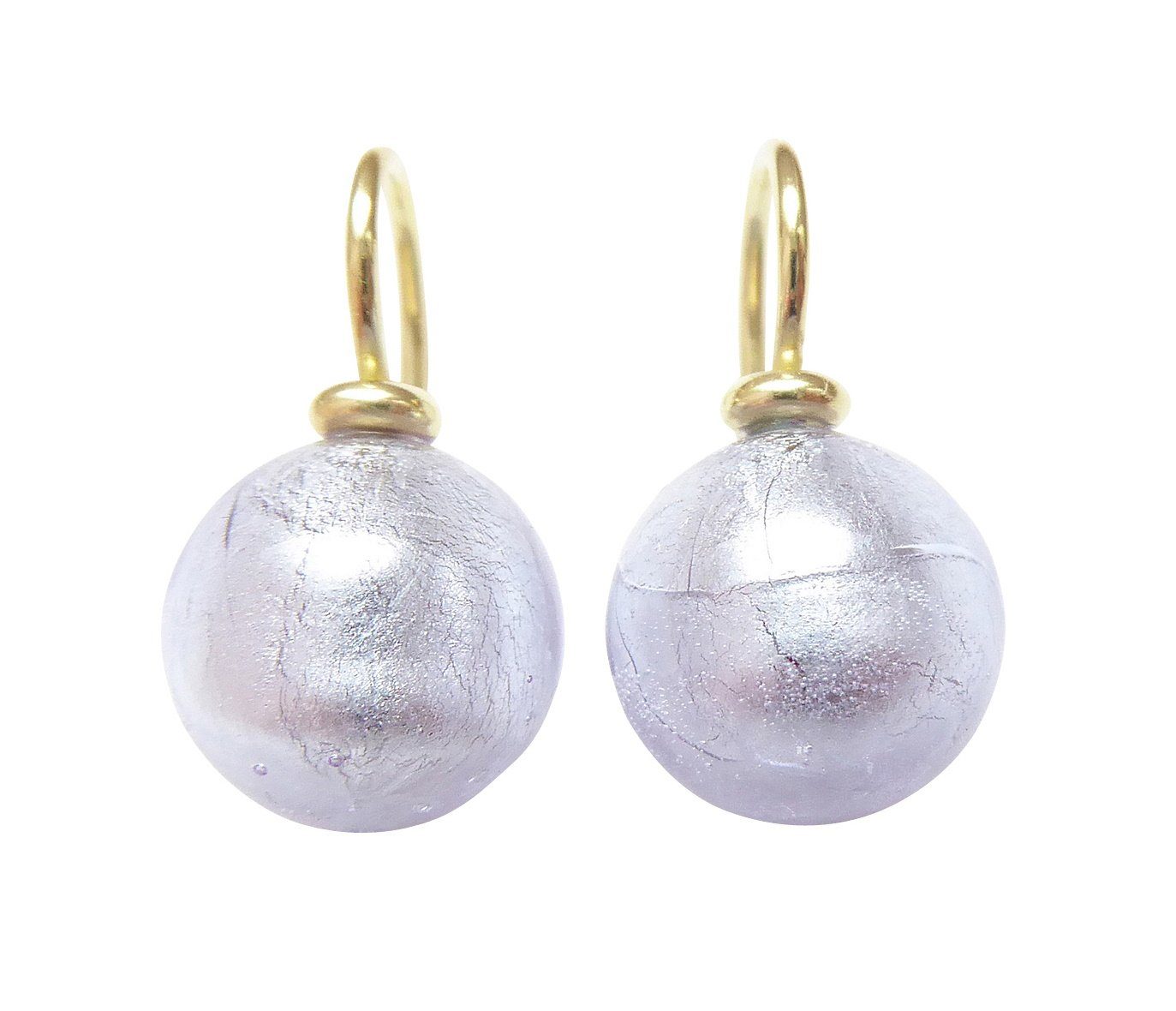 Mugello Paar Ohrhänger Murano flieder gold platt. elegant stylisch modern Unikat, Handgearbeitetes Muranoglas mit eingearbeitetem Blattgold aus Italien