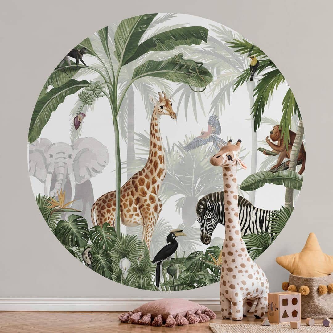 K&L Wall Art Fototapete Kikki Belle - Dschungel Jive, Vliestapete, rund, El günstig online kaufen