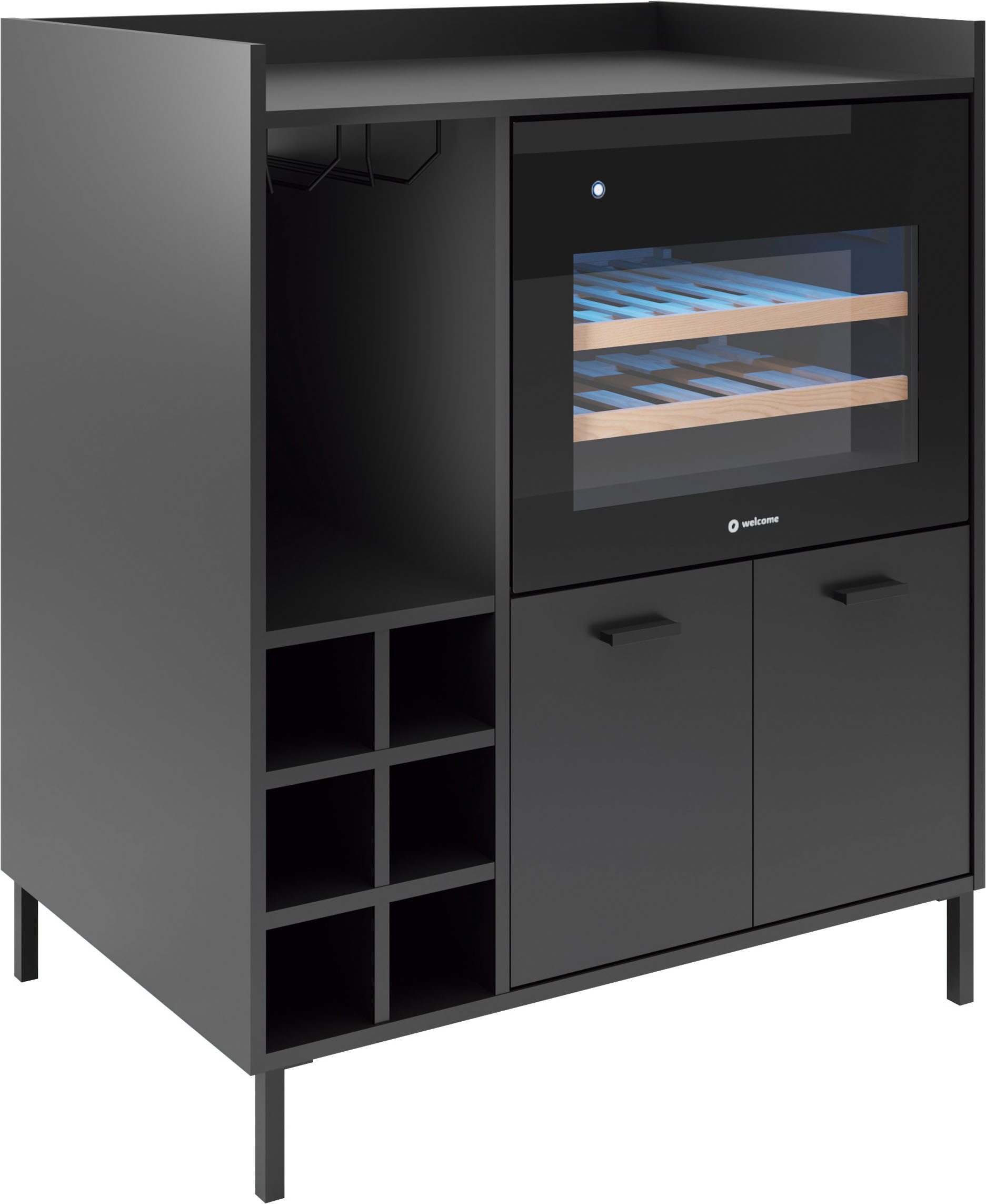 BASIC by Balculina Weinschrank Tarent B/H/T 90x105x58 cm Breite 90 cm, wahlweise mit Weinkühler