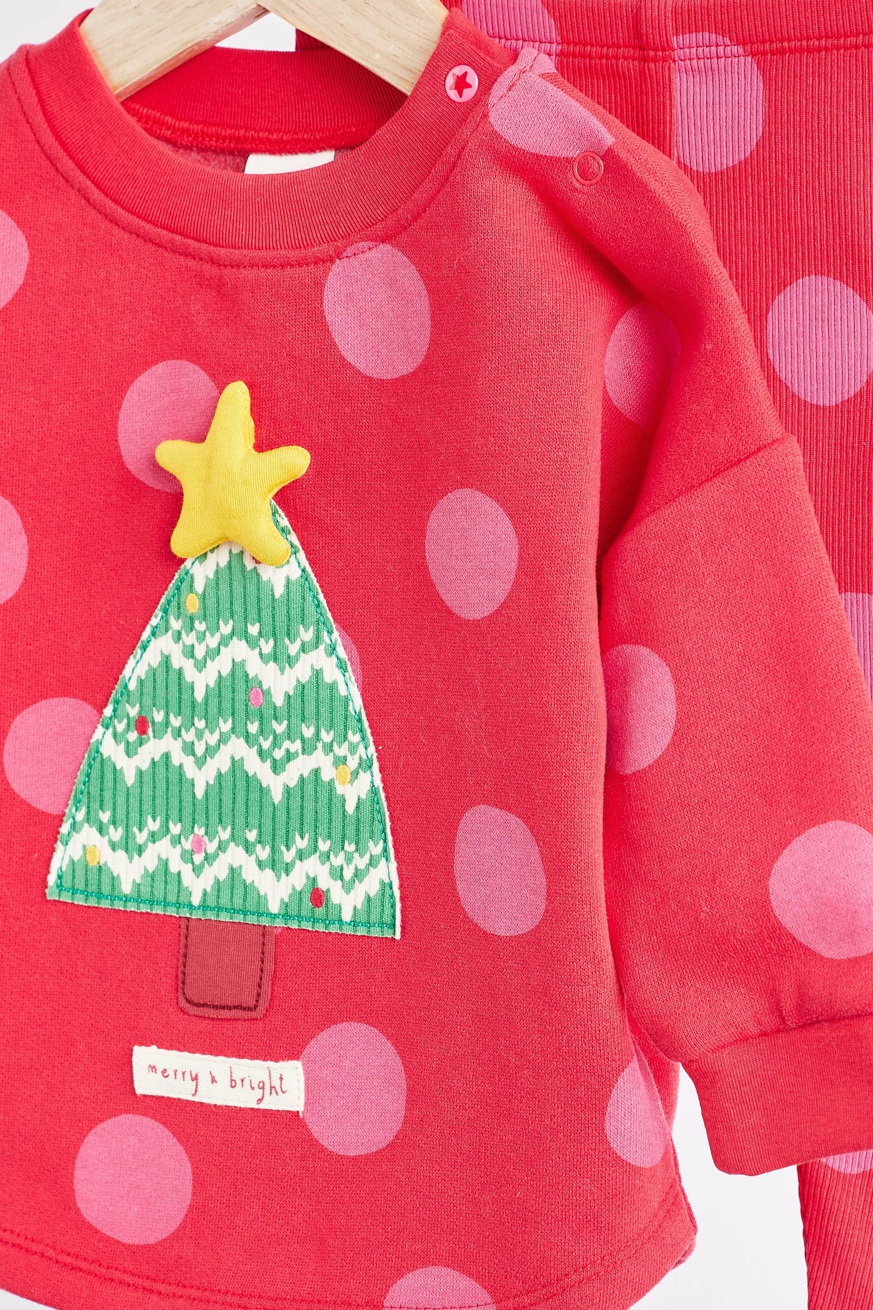 (2-tlg) Christmas Shirt Sweatshirt Tree Leggings & mit Next Red Baby-Set Leggings und 2-teiliges