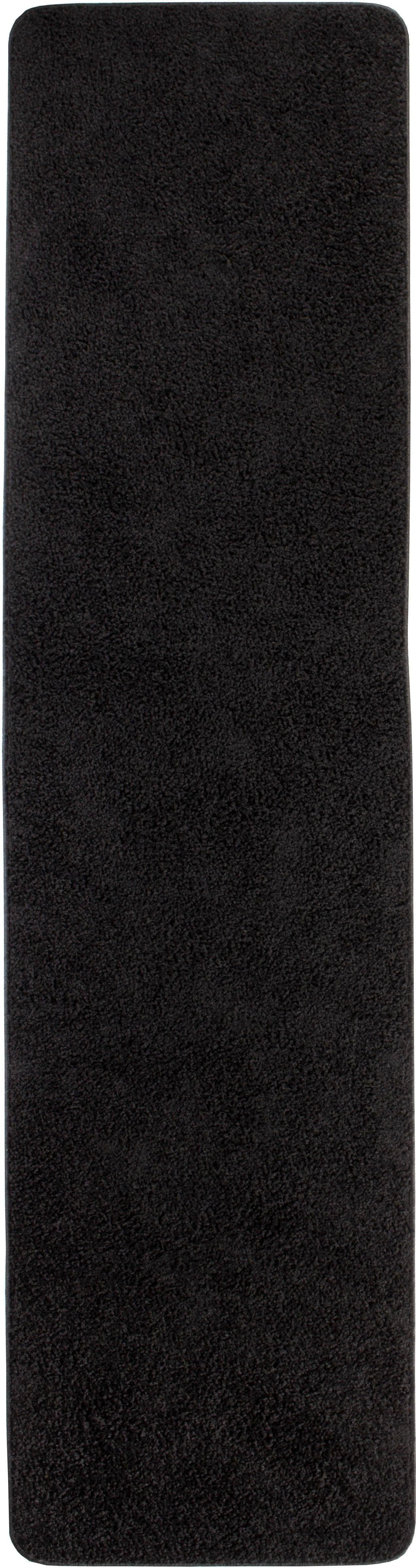 Läufer Shaggy uni, Andiamo, rechteckig, Höhe: 15 mm, Teppich-Läufer, Uni-Farben, ideal im Flur & Schlafzimmer schwarz