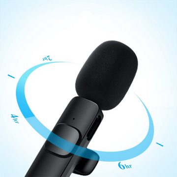 Bedee Mikrofon Mikrofon, Lavalier für Smartphone, Mini Microphone Plug & Play (Lavalier Mikrofon, Wireless Mini Mikrofon, 1-tlg), für Aufnahme,Live Streaming,YouTube