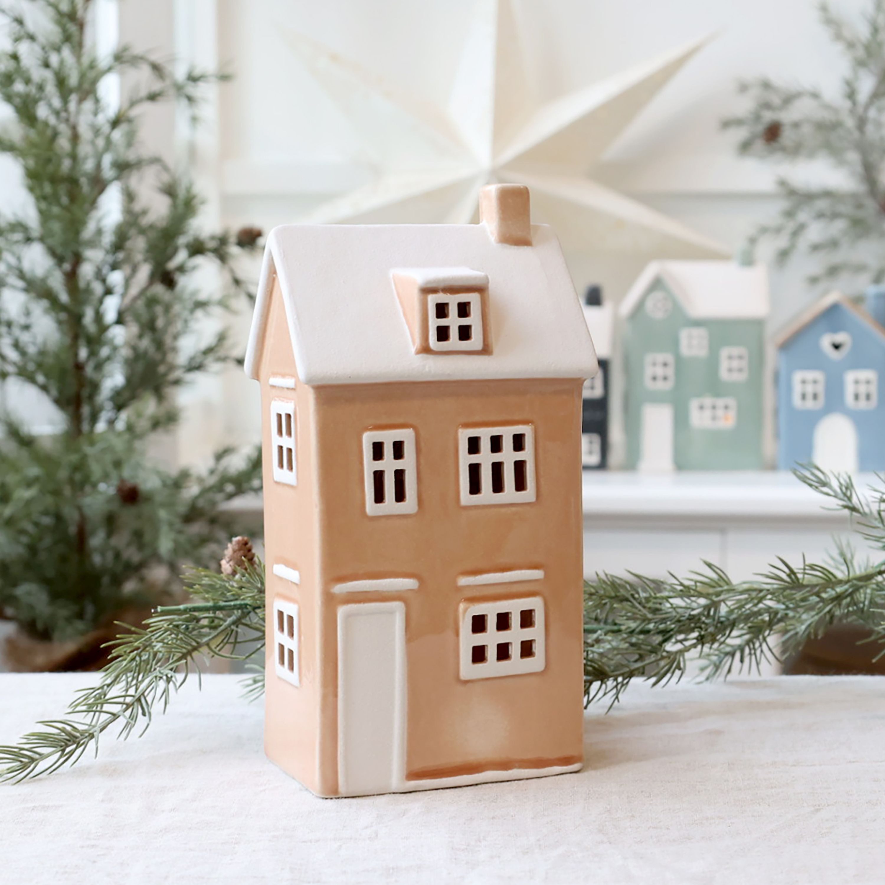 Chic Antique Kerzenhalter Chic Antique - Lichterhaus Teelichthaus Windlicht H24,5cm Puder