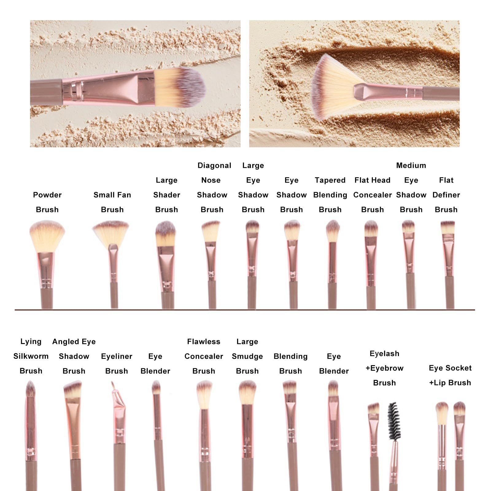 FANNOU Kosmetikpinsel-Set, 25 tlg., Schminkpinsel Kit, Makeup Foundation Brush Lidschatten Pinselset