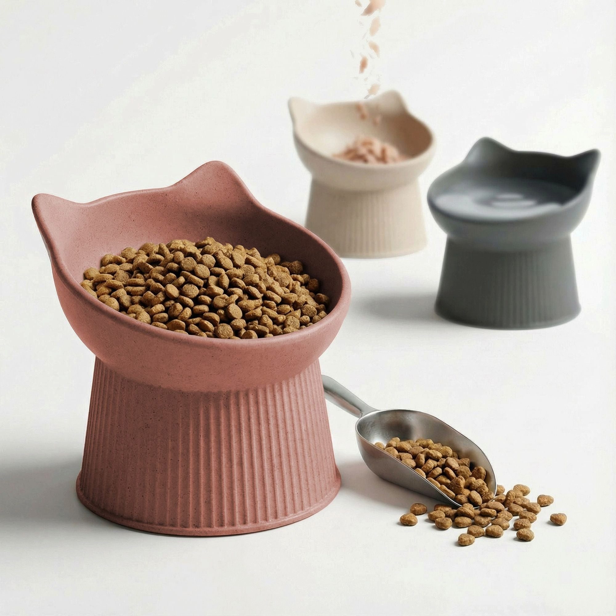 Piupet Napf Ergonomischer Futternapf Katze I schnurrhaar freundlich I rutschfest, 50 % Bambusfasern, 50 % recycelter Kunststoff, spülmaschinenfest