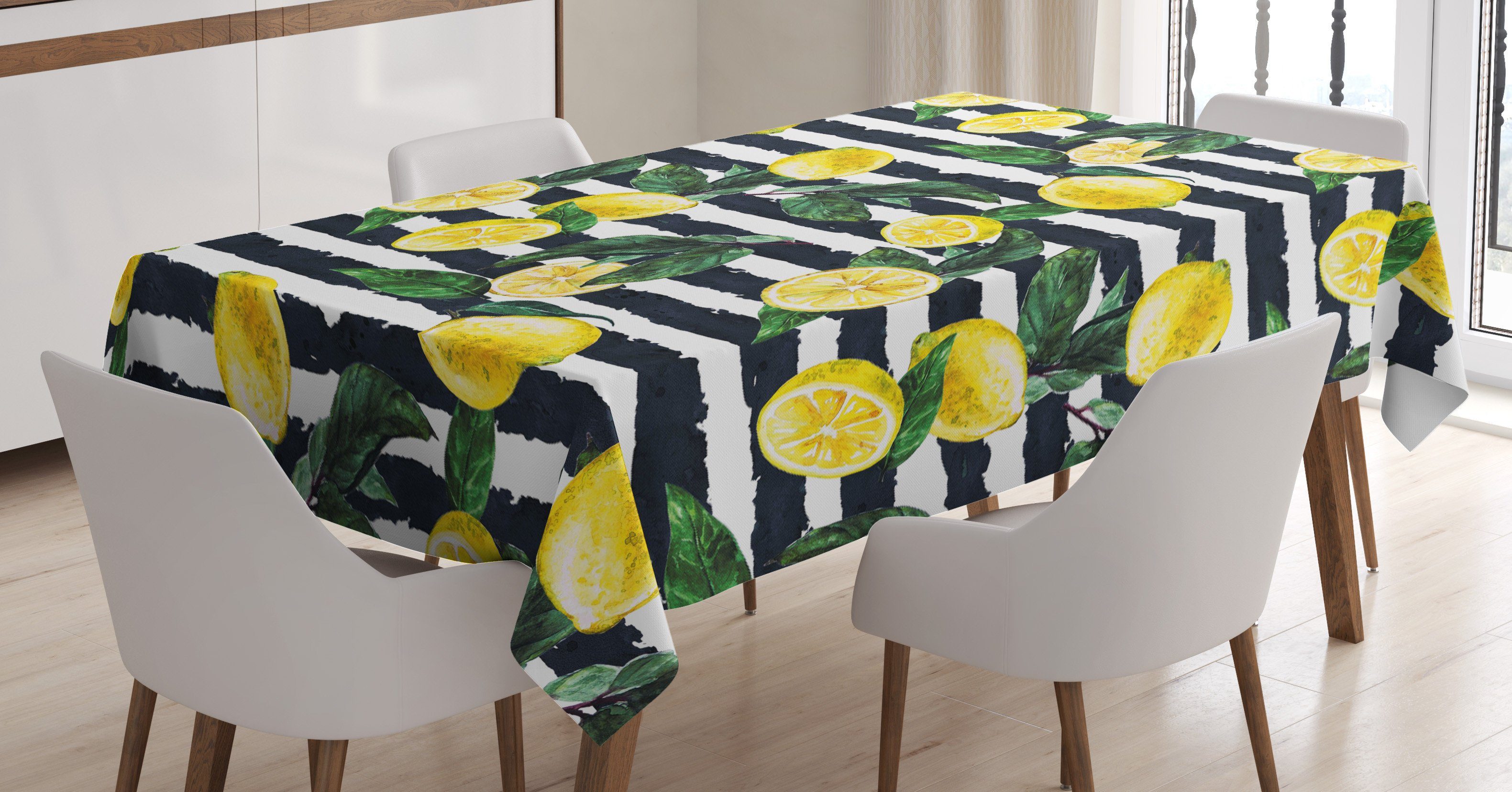 Abakuhaus Tischdecke Farbfest Waschbar Für Zitronen Zitrone den Farben, Frische Bereich Klare geeignet Außen Gestreifte