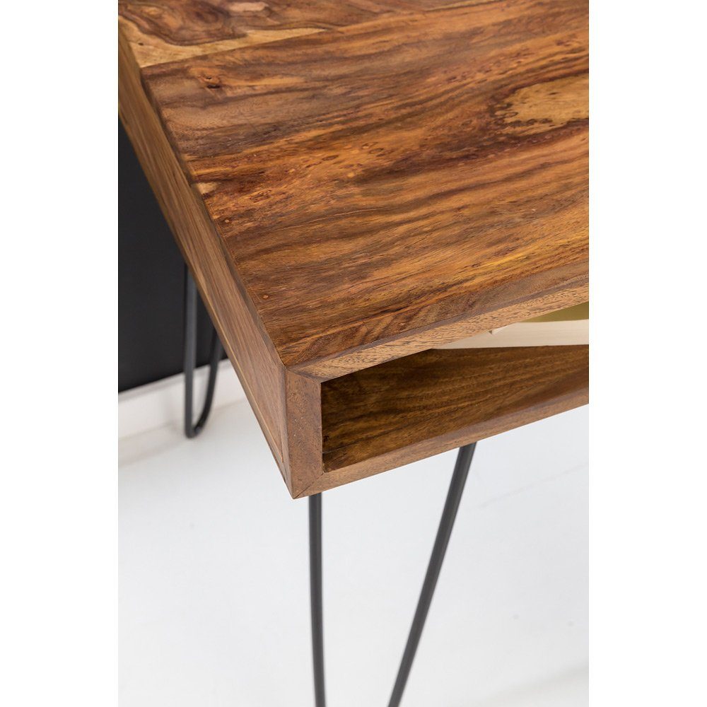 Schreibtisch, Sheesham 110/76/60cm Natur Holz, braun Massiv Landhaus Lomadox 110x60x76cm