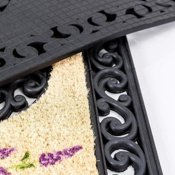 Fußmatte COCO TWIN Kokosmatte mit rutschfesten Gummirand, ASTRA, Rechteckig, Höhe: 13 mm, 45 x 75 cm in Creme