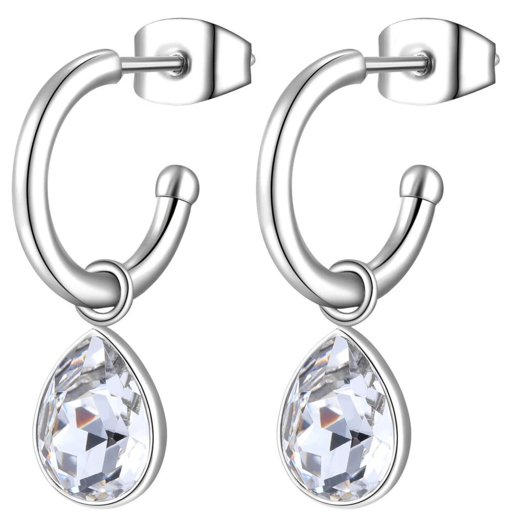 s'agapo Ohrring-Set Round earrings with clear crystals 2in1 Lucky Light SKT21