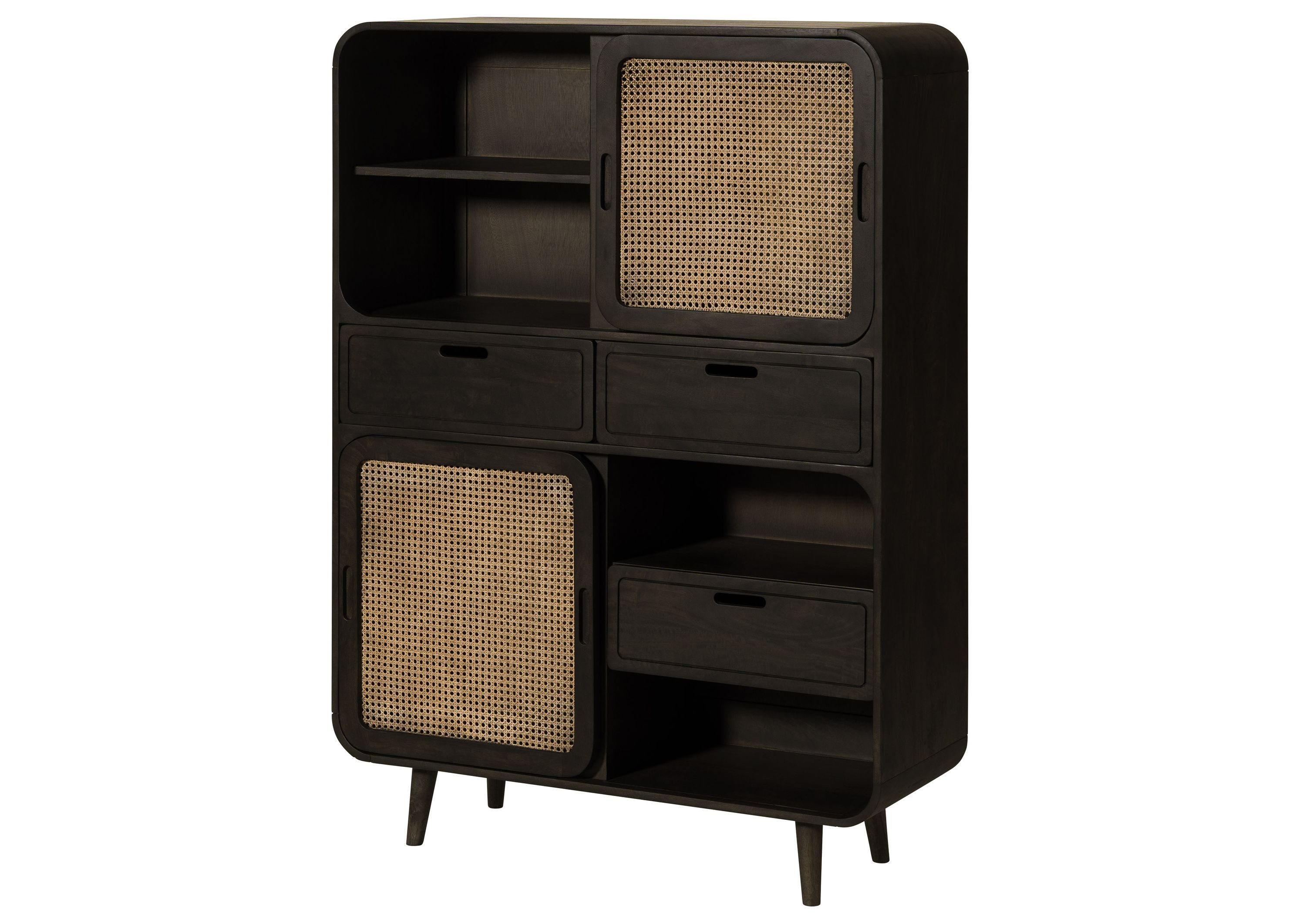 Massivmoebel24 Highboard VALENCIA (Massivholz), Mango 110x40x150 dunkelgrau lackiert VALENCIA #210
