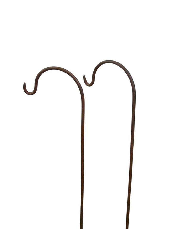 Deko-Impression Rankhilfe 2er-Set Gartenstab m. Haken Laternenhaken Blumen Eisen Rost, 2 St.