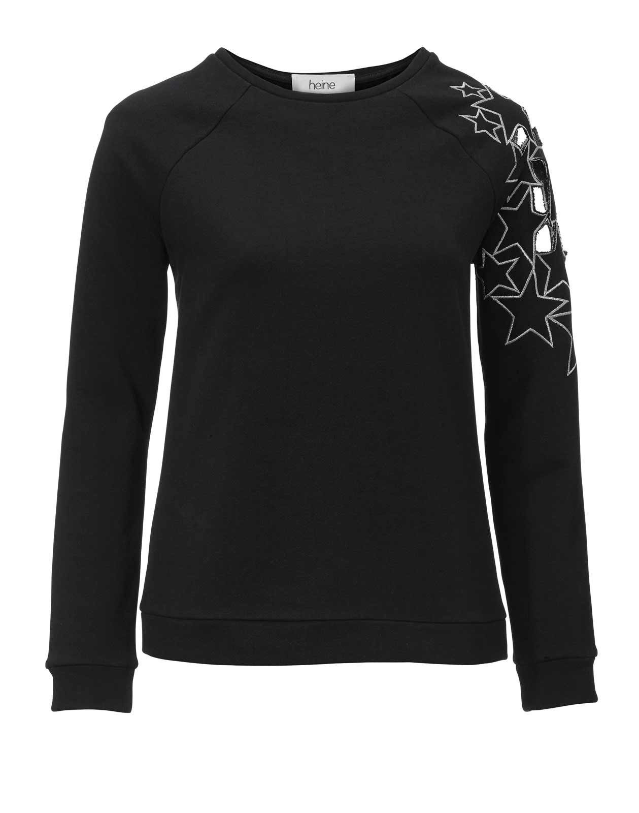 Heine Troyer »Heine Damen Sweatshirt mit Stickerei, schwarz«