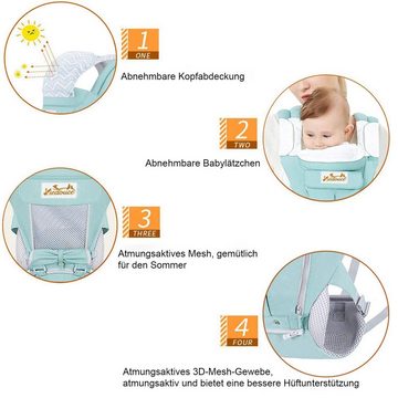 Aoucheni Babytrage 6 in 1 Ergonomische Babytrage mit Hüftsitz