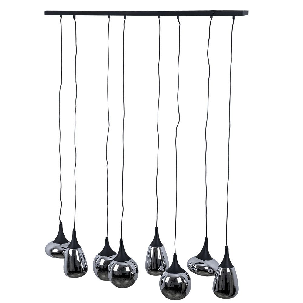 TRIO Leuchten Pendelleuchte, Leuchtmittel nicht inklusive, Pendelleuchte Glas 8 flammig Esstischlampe schwarz