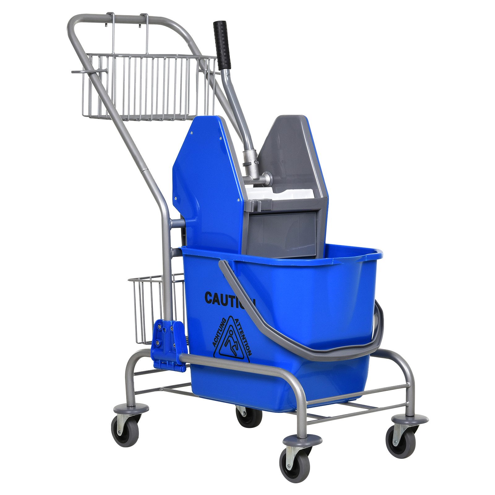 HOMCOM Ведро для очистки Putzwagen, Reinigungswagen, (Wischwagen, 26 Liter, 1-tlg., Haushaltswagen mit Rollen, Haken für Mopp), Blau