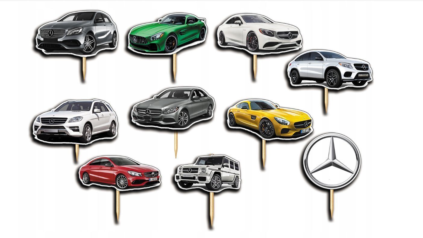 Tortenstecker Mercedes-Auto Topper Set 10 Stk Geburstag Torten Deko Kuchen Junge
