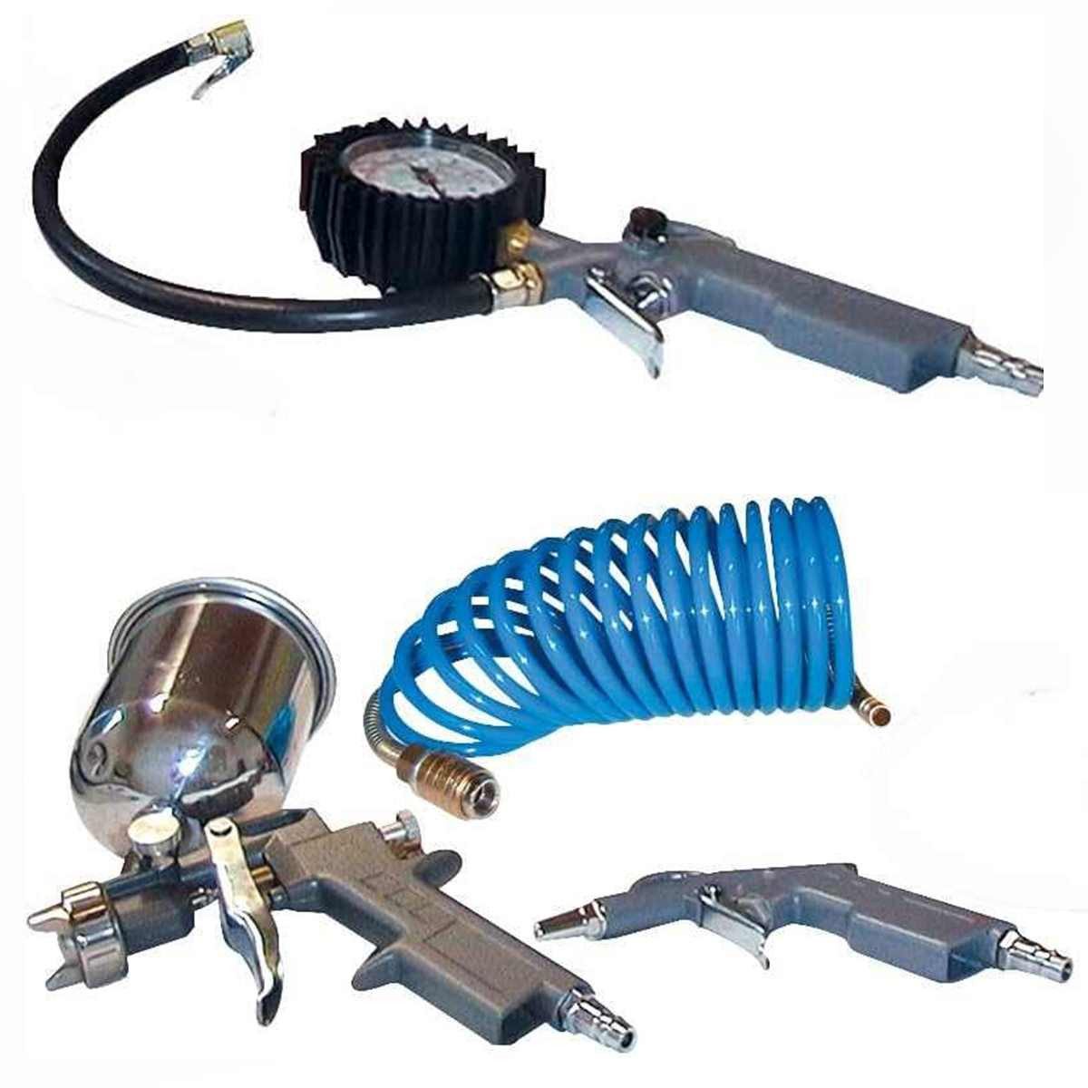 Güde Druckluftgeräte-Set Druckluft-Set 4-tlg. Reifenfüller Schlauch Ausblaspistole Farbpistole